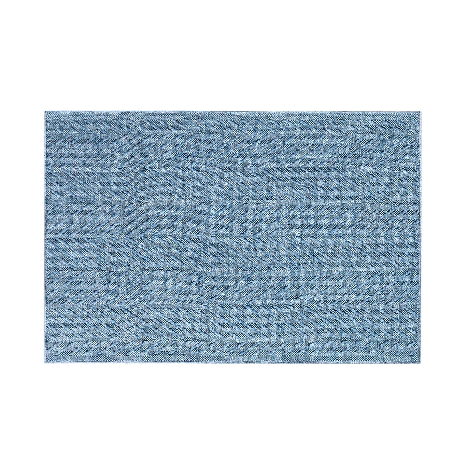 TOWN & COUNTRY BASICS Pax Herringbone Textured Solid Machine Washable Area Rug Blue