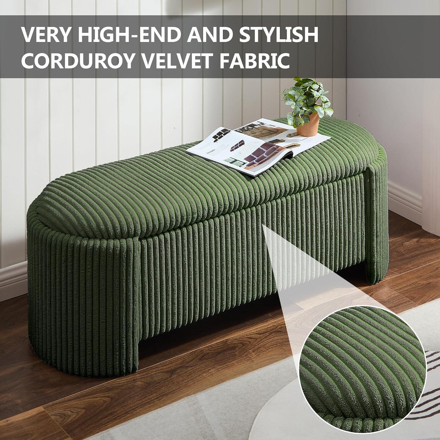 Latitude Run® Nikoma Corduroy Upholstered Storage Bench