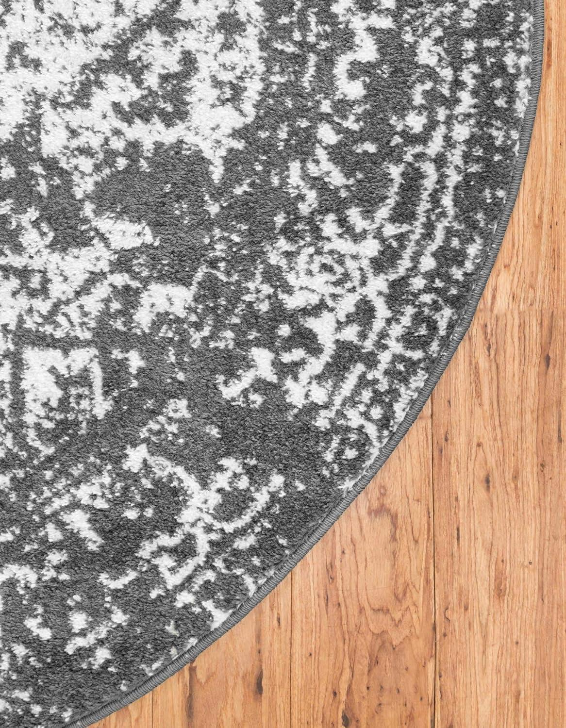 Unique Loom 5' 3 x 5' 3 Round Dark Gray Richmond Medallion Area Rug