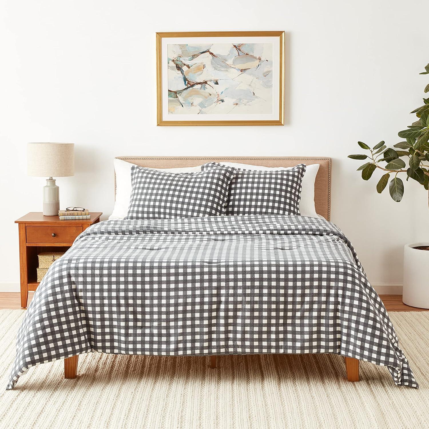 Eddie Bauer Eddie Bauer Preston Grey Cotton Flannel Reversible Comforter Set