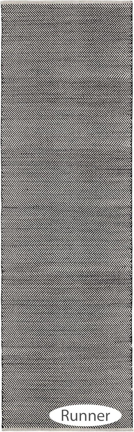 Herringbone Swedish Blue Handwoven Cotton Rug