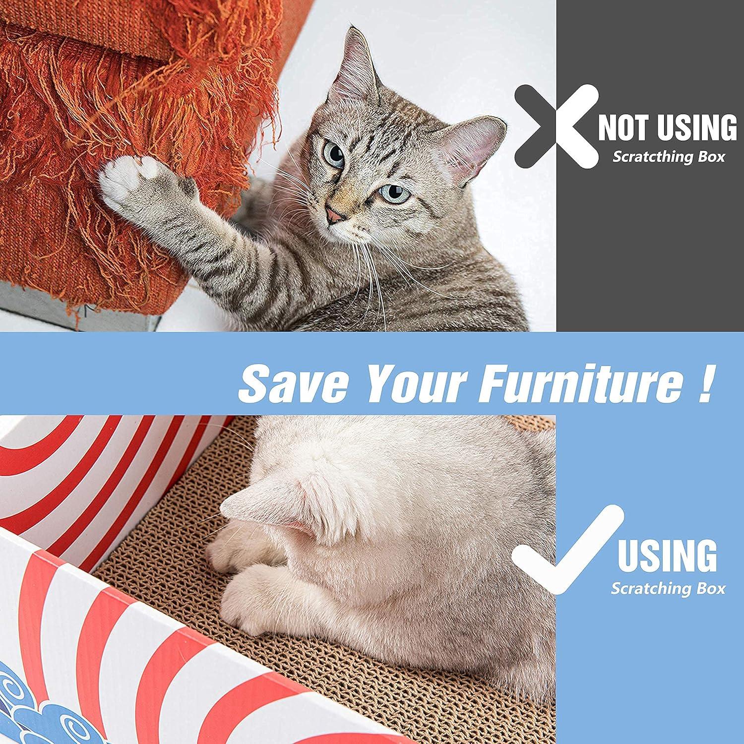 Conlun Cat Scratcher Cardboards with Box, 5-Pack Replacement Reversible Cat Scratcher Pad, Large