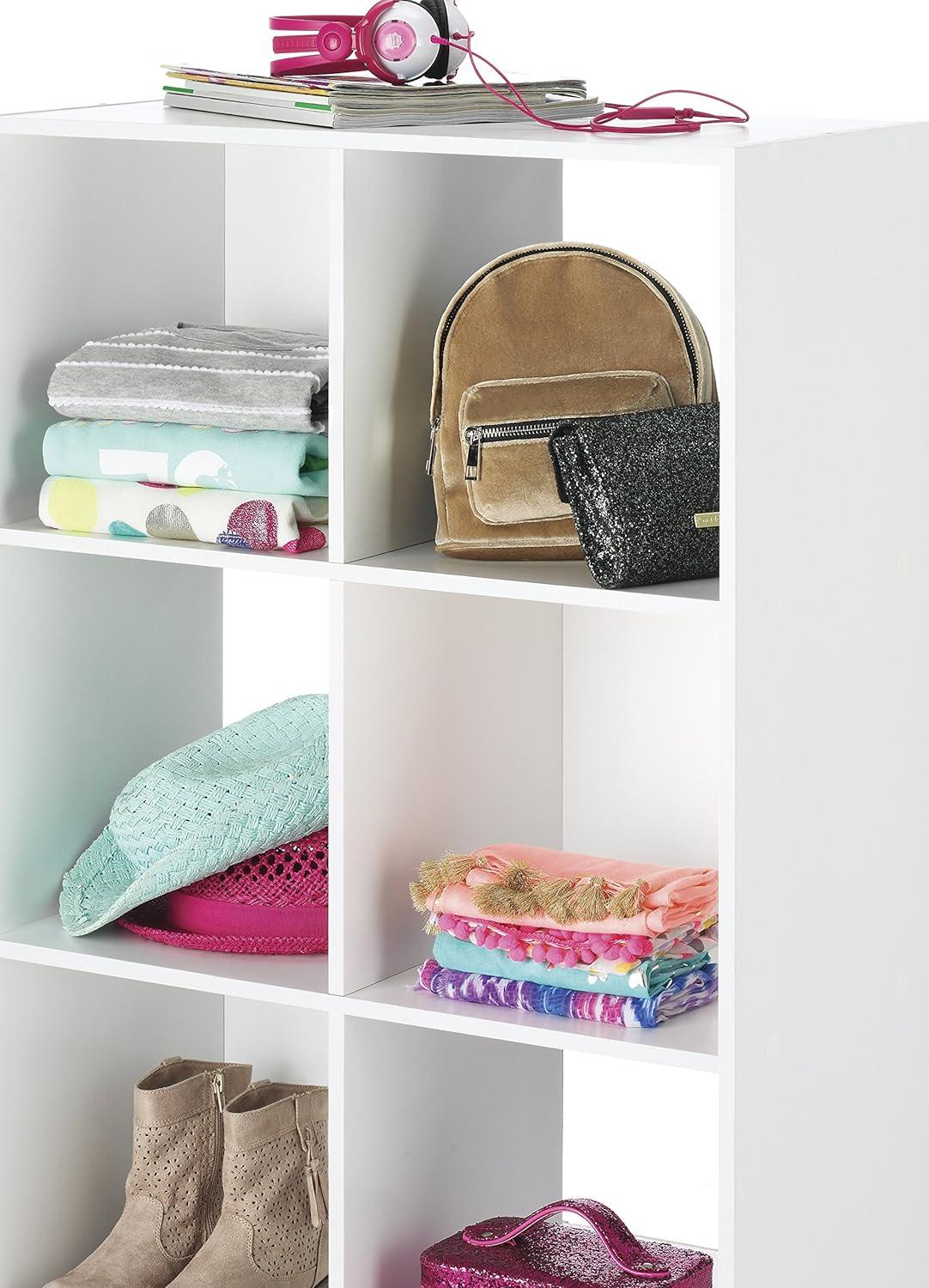 White 6-Cube Organizer with Shelves and Back Panels