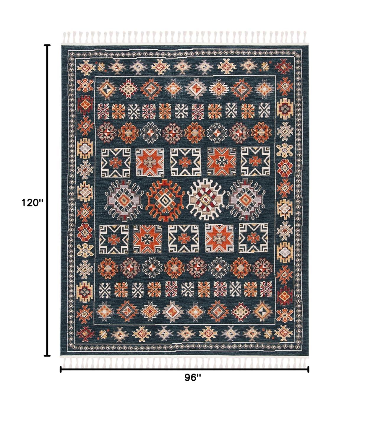 Farmhouse FMH822 Power Loomed Indoor Area Rug - Navy/Orange - 8'x10' - Safavieh