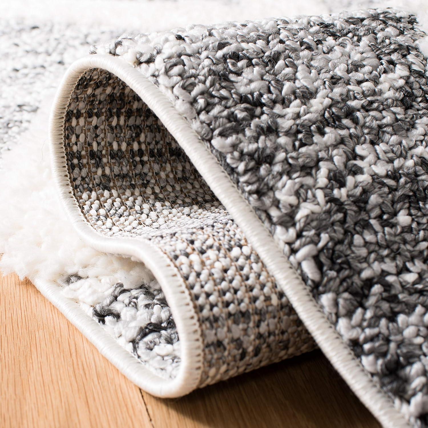 Moroccan Tassel Shag MTS664 Power Loomed Indoor Accent Rug - Grey/Ivory - 4'x4' - Safavieh