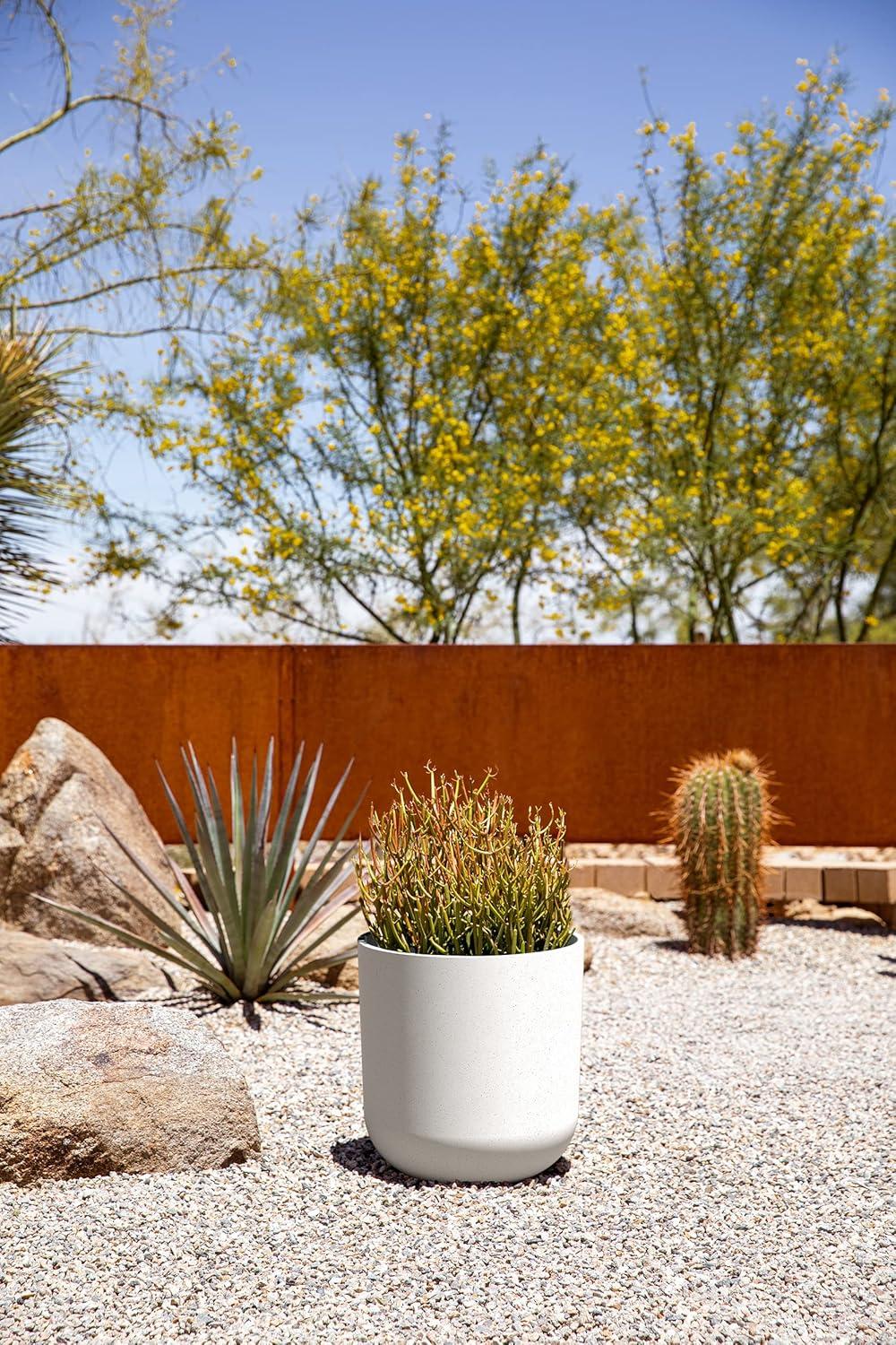 Veradek Kona Series Bundle - Three Piece Set of Plastic-Stone Planters - White