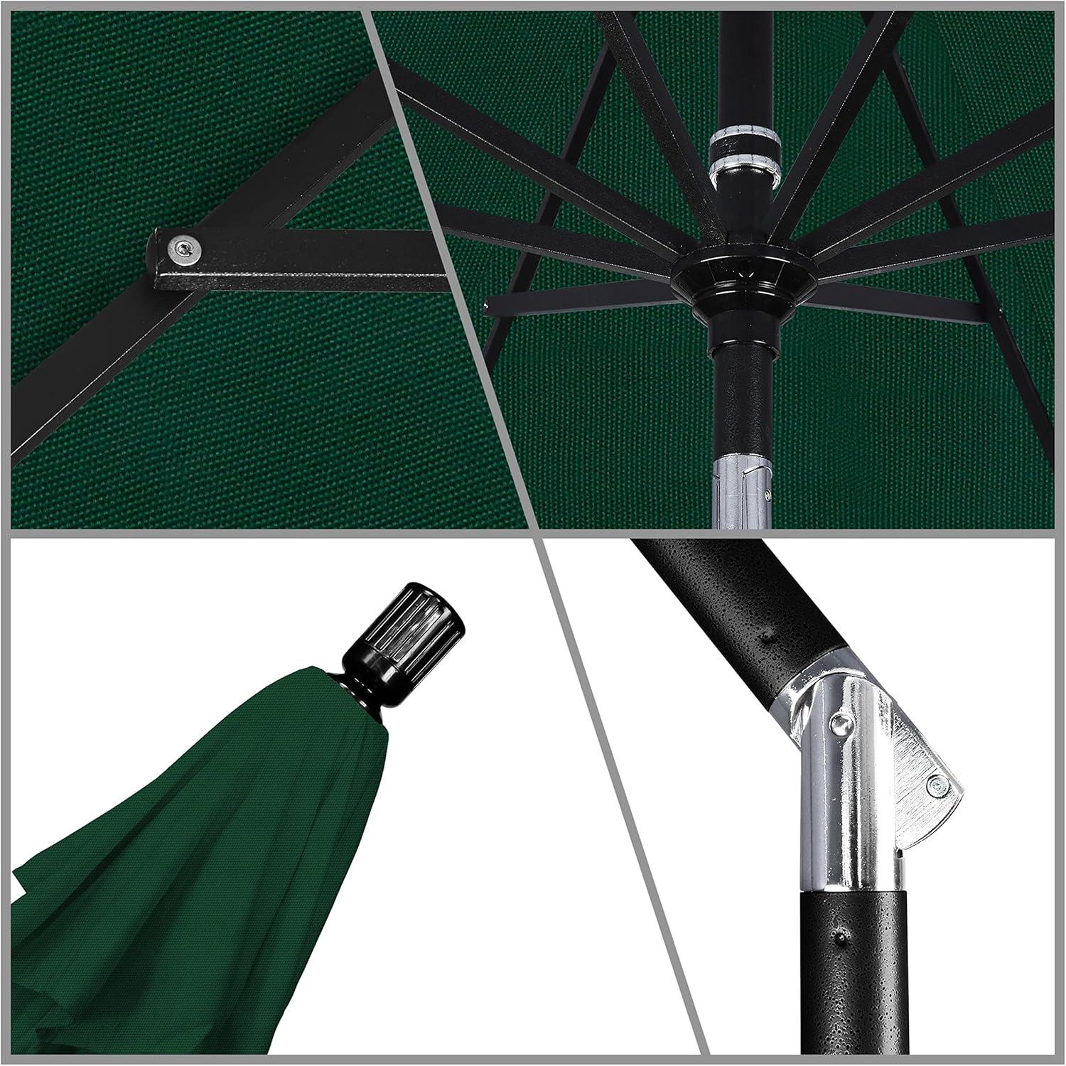 9 ft Hunter Green Aluminum Patio Umbrella with Tilt