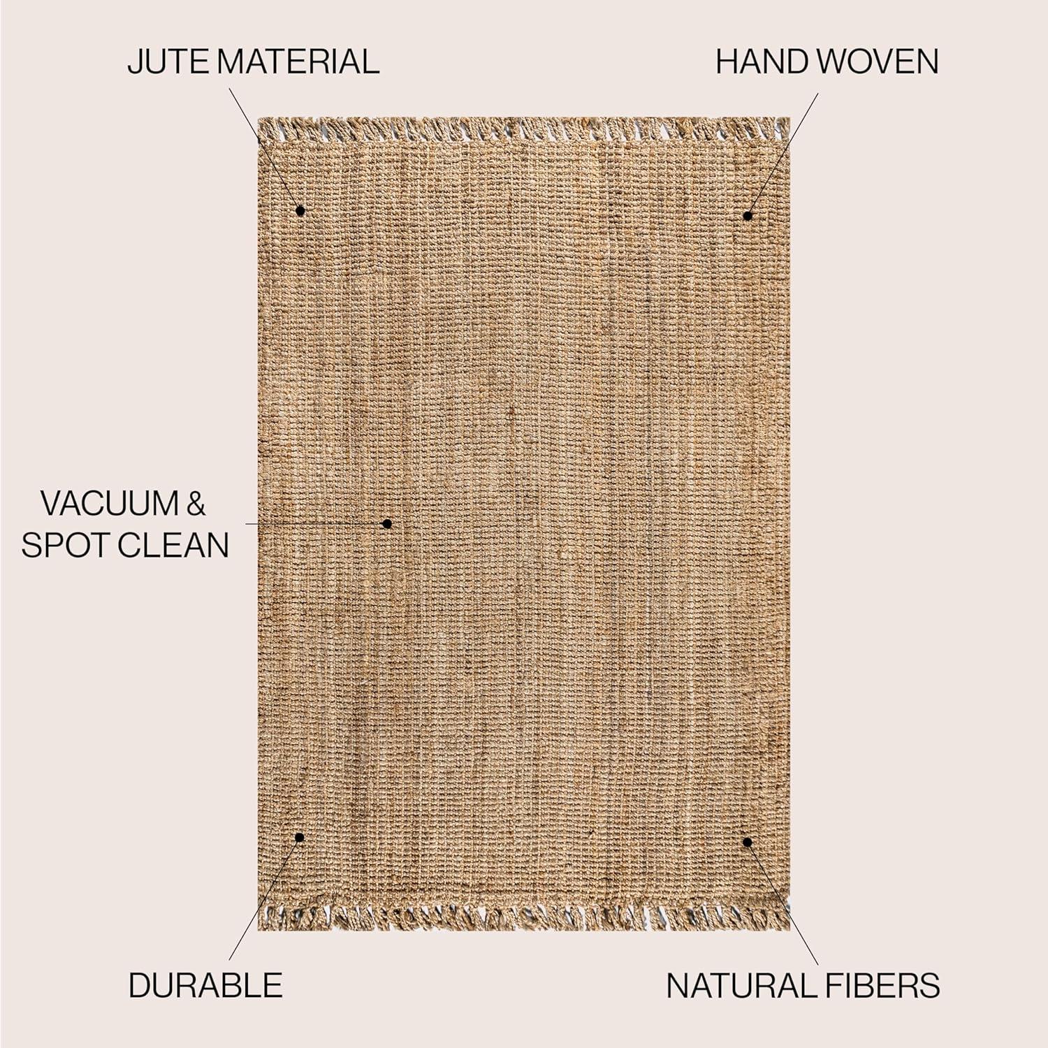 Para Hand Woven Chunky Jute with Fringe Area Rug - JONATHAN Y