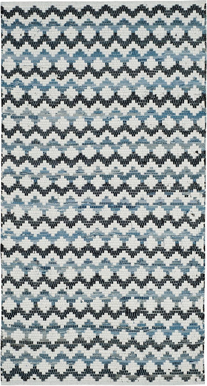 Montauk MTK120 Hand Woven Indoor Accent Rug - Ivory Blue/Black - 4'x6' - Safavieh