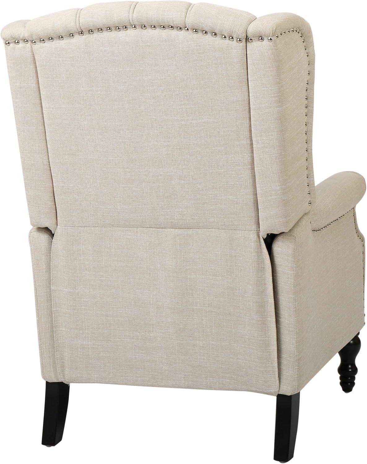 Elizabeth Light Beige Tufted Fabric Recliner Chair