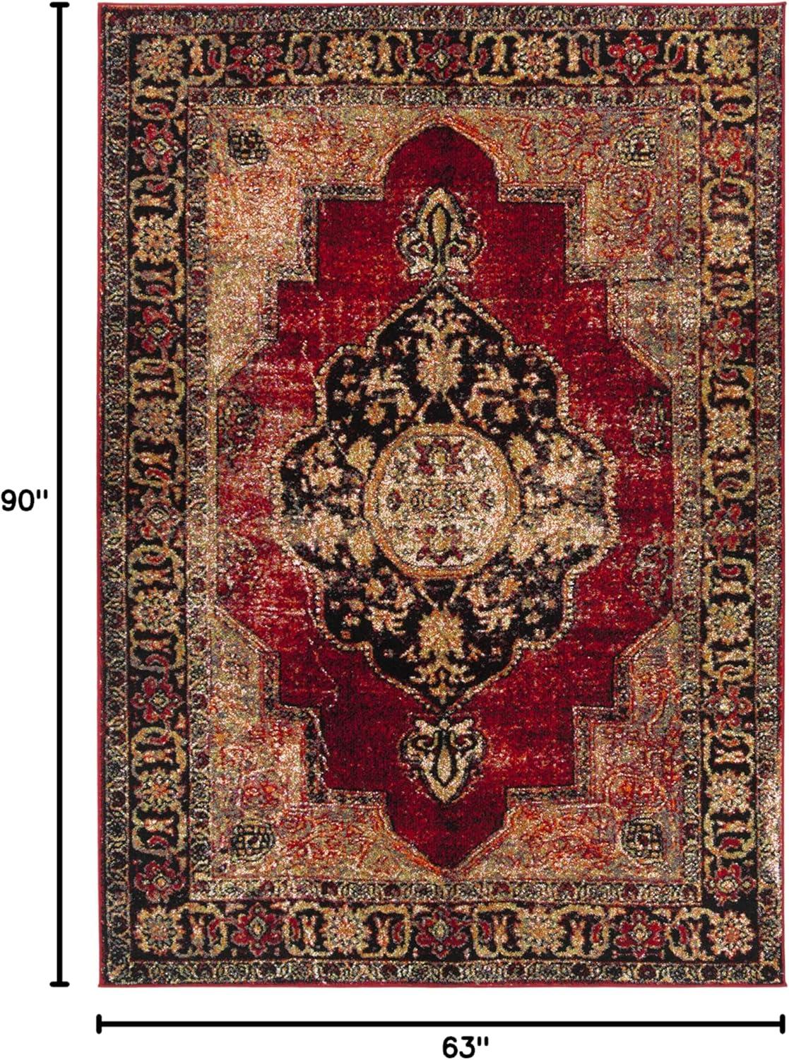Vintage Hamadan VTH219 Power Loomed Indoor Area Rug - Red/Multi - 5'3"x7'6" - Safavieh