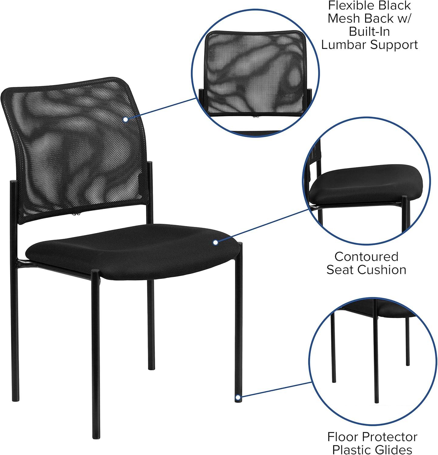 Flash Furniture Comfort Black Mesh Stackable Steel Side Chair