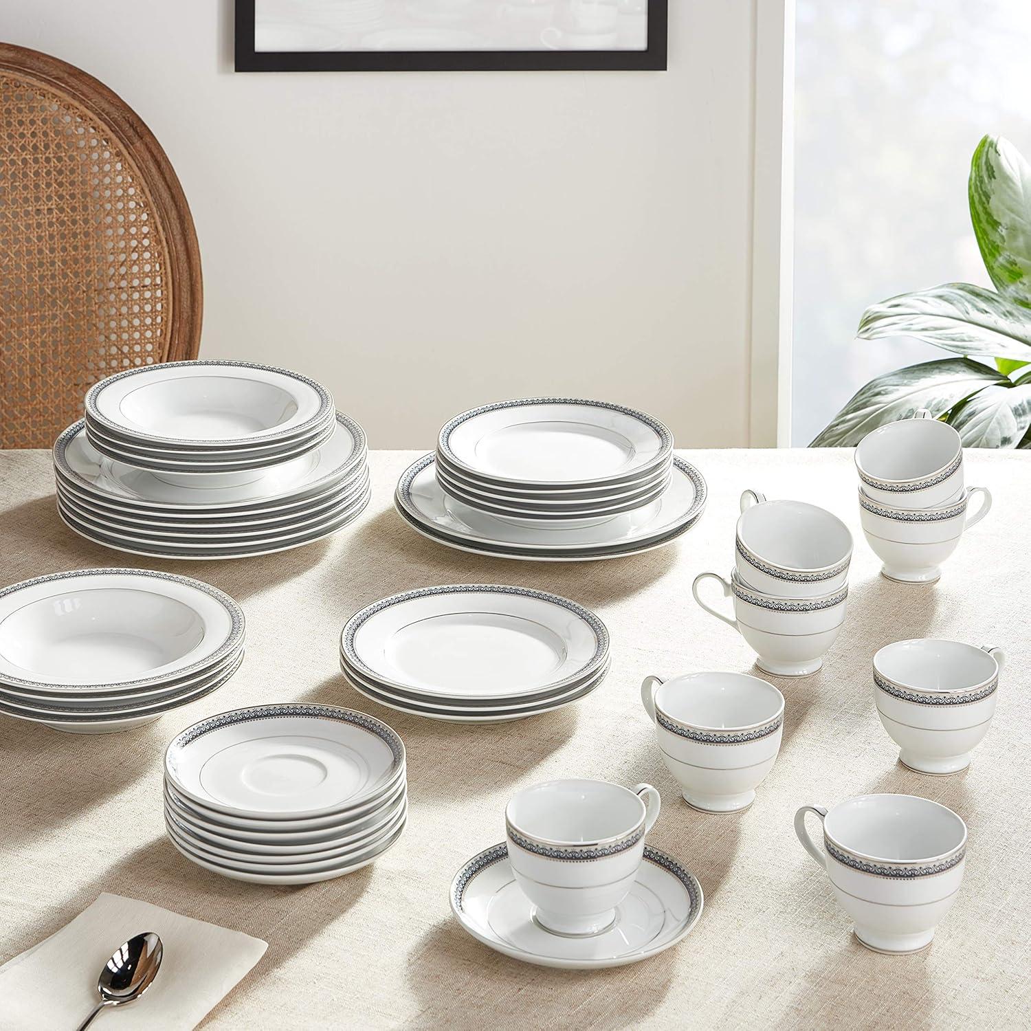 Mikasa Platinum Crown 40-Piece Porcelain Dinnerware Set, Service for 8