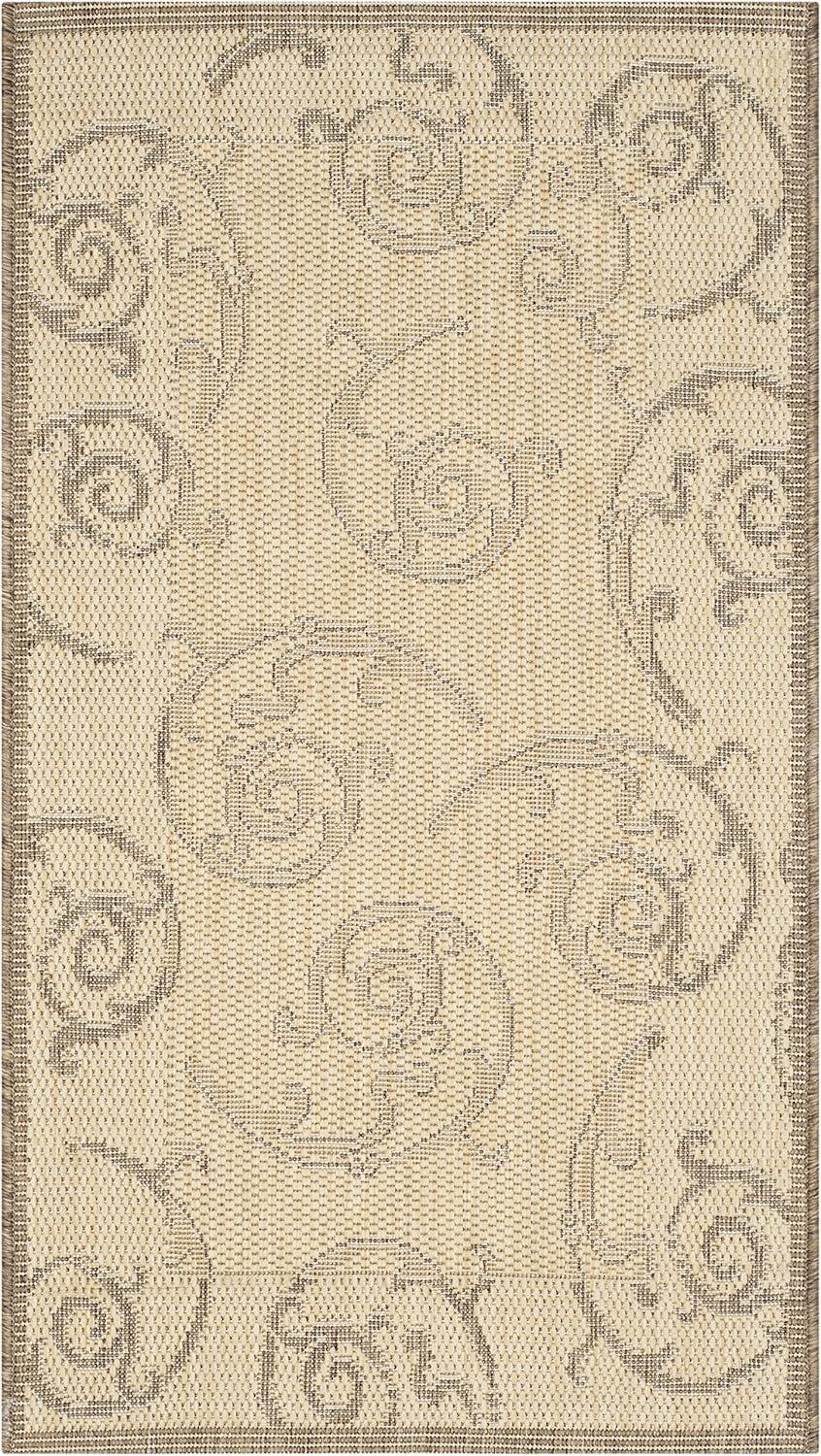 SAFAVIEH Courtyard Daniel Floral Indoor/Outdoor Area Rug, 2' x 3'7", Natural/Brown