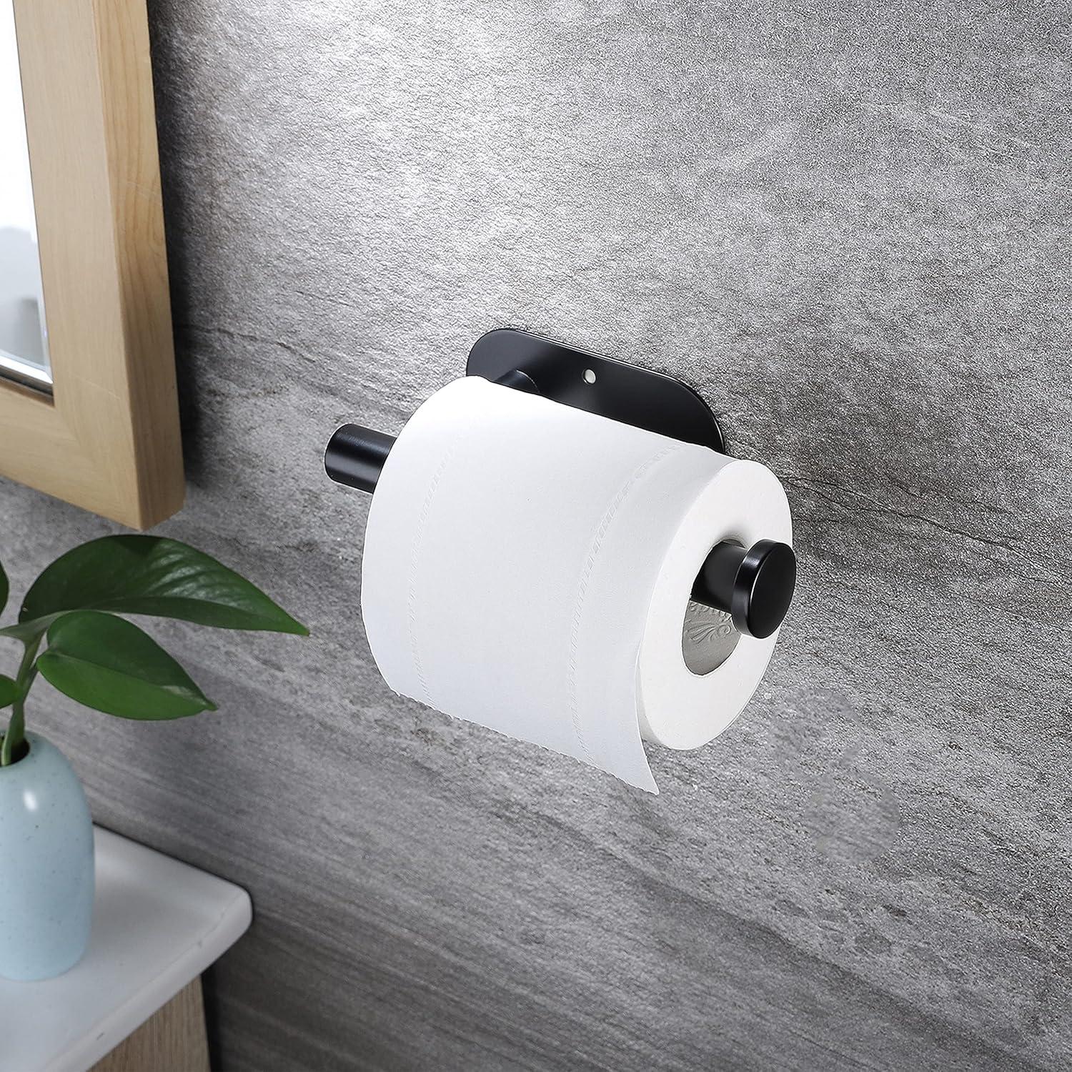 CasaCulina Toilet Paper Holder, Rustproof Adhesive Toilet Paper Holder, Stainless Steel Toilet Roll Holder Self Adhesive, No Drilling Toilet Paper Roll Holder Stick on Wall(1Pack, Matte Black) C33