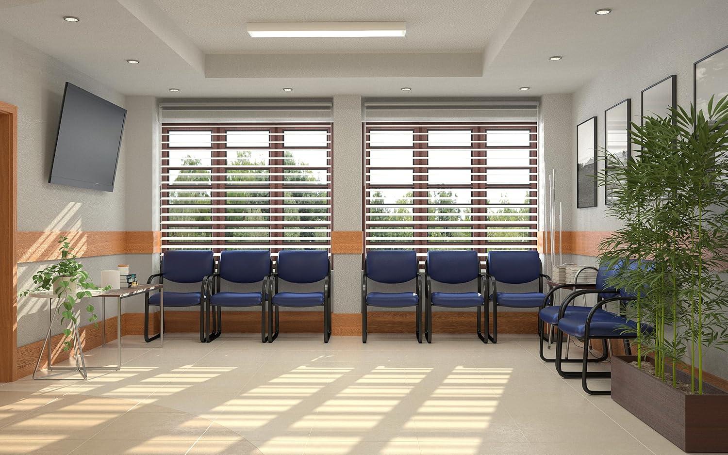 Sled Base Guest Chair Blue - Boss: Sturdy Metal Frame, Padded Back & Seat, Fixed Height