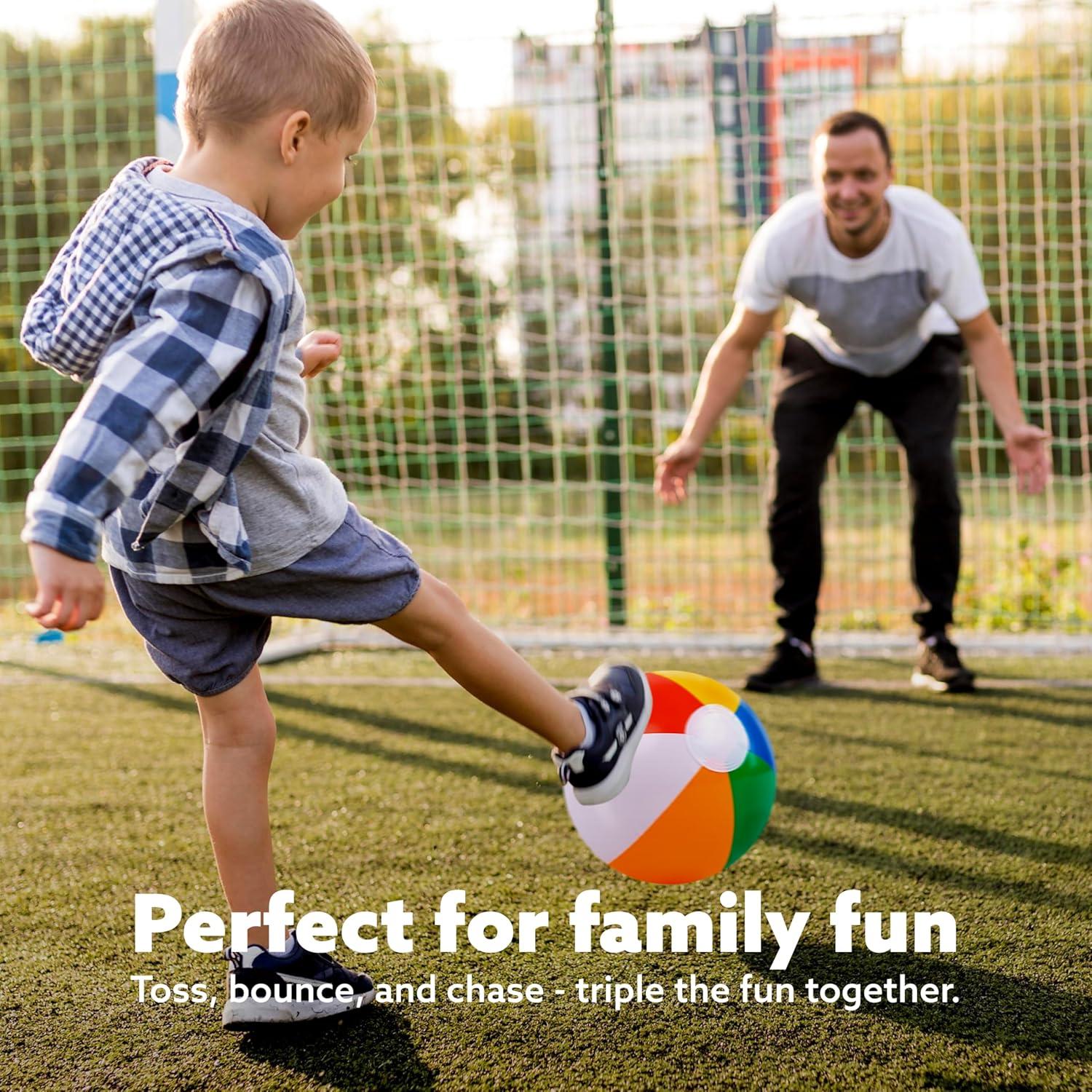 JOYIN Rainbow Beach Balls(12 Pack), 12'' Inflatable Swimming Pool Toys for Summer Water Games Kids Birthday Party Supplies Combo Set Include Inflatable Beach Balls