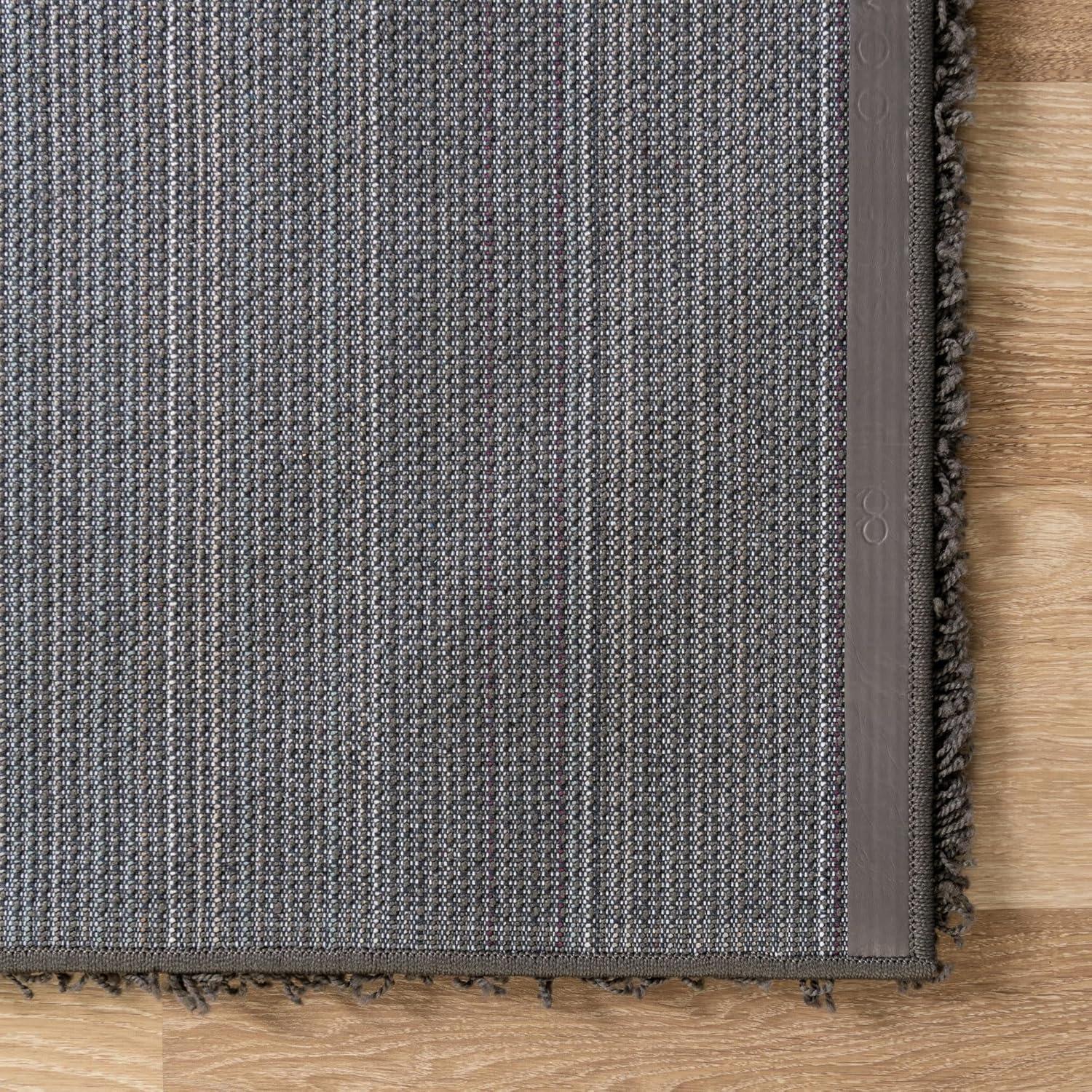 Unique Loom 4' 1 x 6' 1 Solid Shag Graphite Gray Area Rug