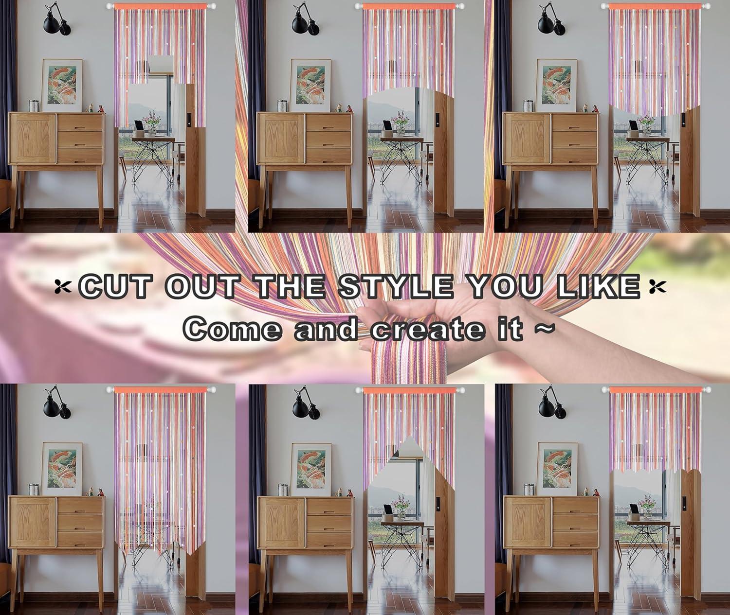 YIIBAII Beaded Curtain Beaded Curtains for Doorways Crystals Suitable for Interior Decoration and Partitions Hippy Closet Curtains (Rainbow, 39"x79")