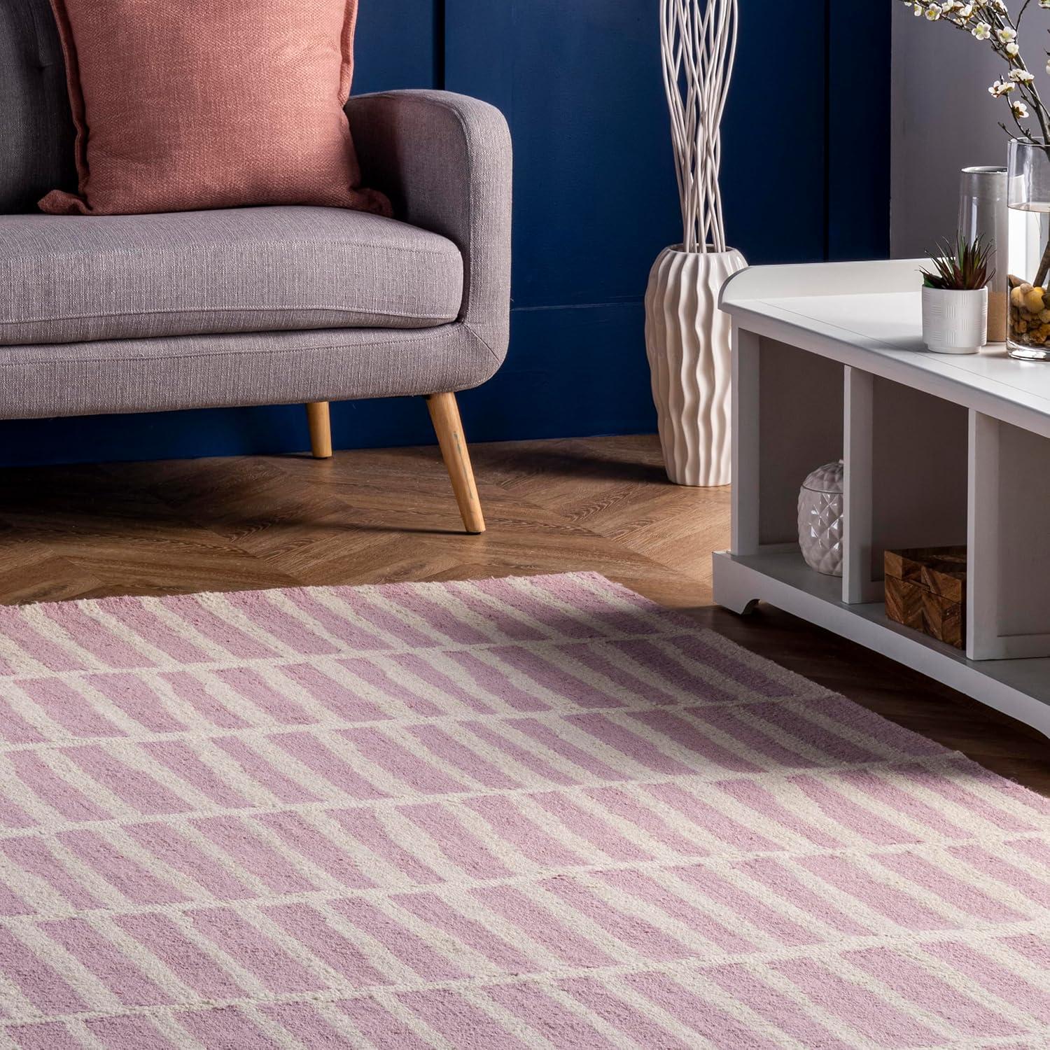 Nuloom Lemuel Geometric 8x10 Wool Indoor Area Rug for Living Room Bedroom Dining Room Kitchen, Navy/Ivory