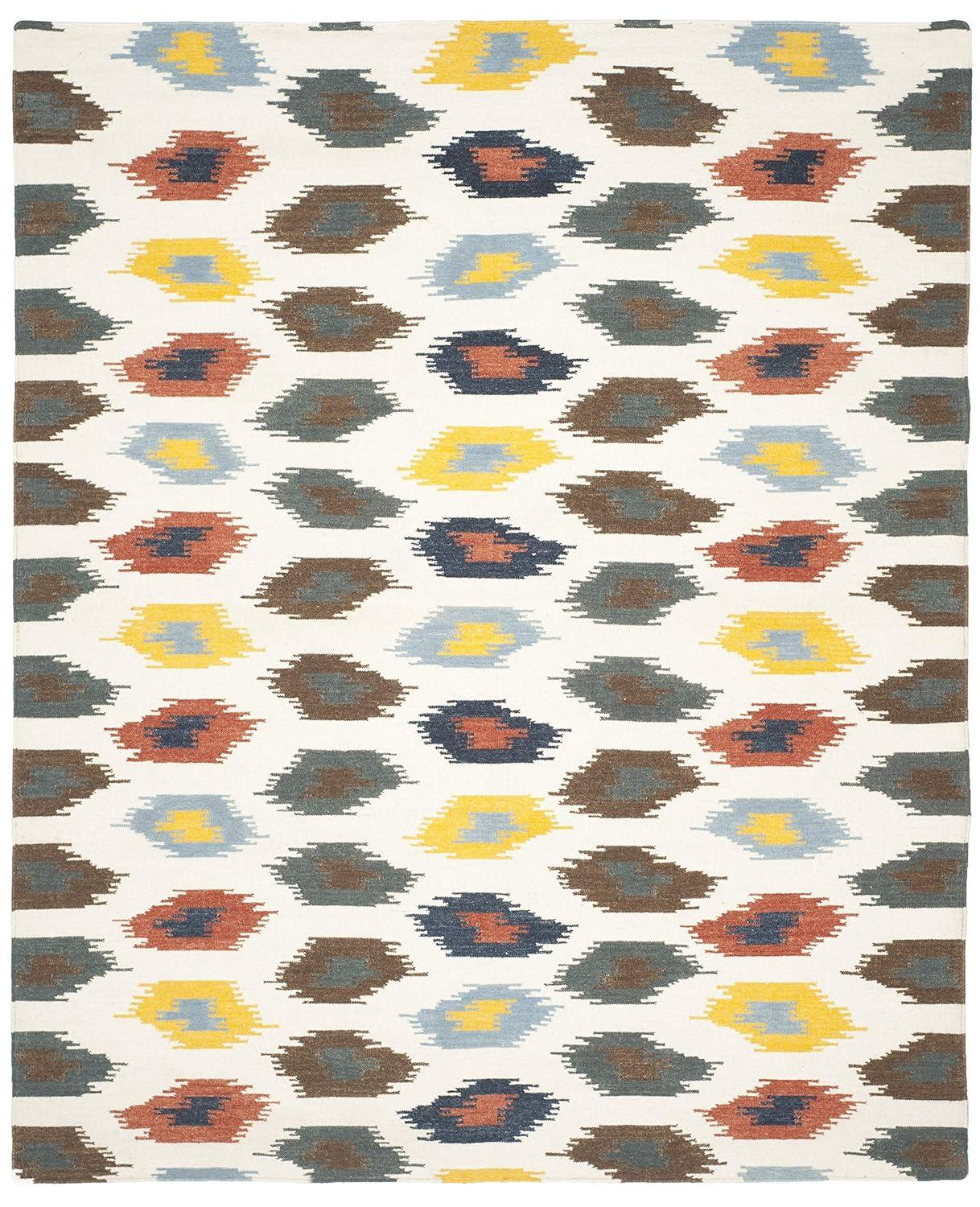 SAFAVIEH Dhurries Emmett Geometric Area Rug, Ivory/Multi, 8' x 10'