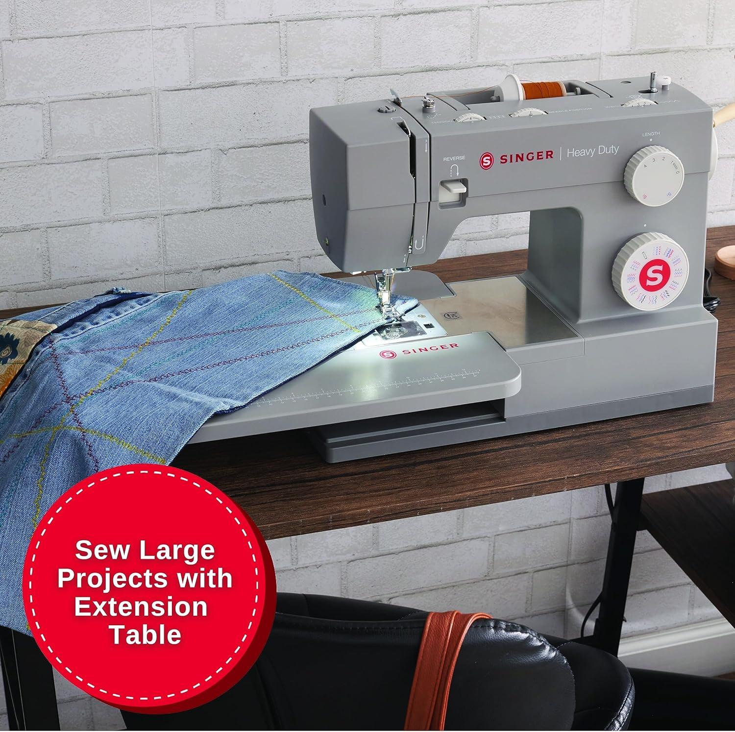 Singer Heavy Duty Gray Sewing Machine with Extension Table