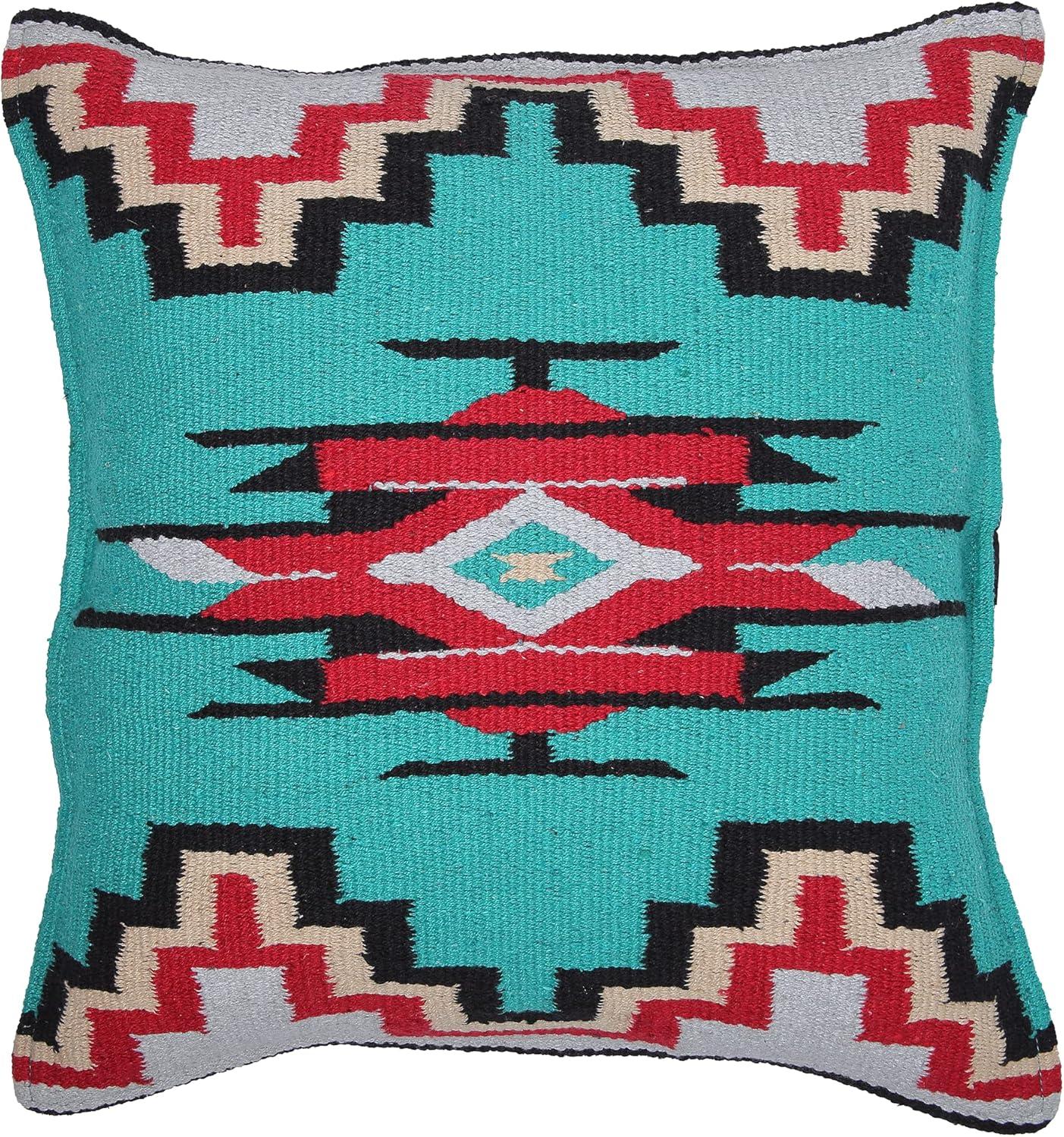 Hand-Woven Red Wool Southwestern 18" Throw Pillow Cover