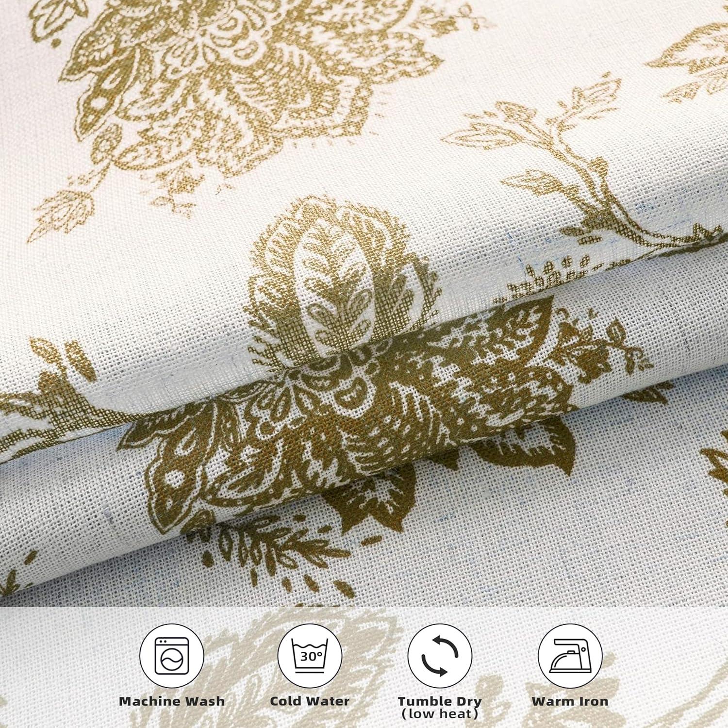 DriftAway Freda Jacobean Floral Linen Blend Blackout Thermal Insulated Energy Saving Privacy Window Curtain Valance Rod Pocket 2 Layers