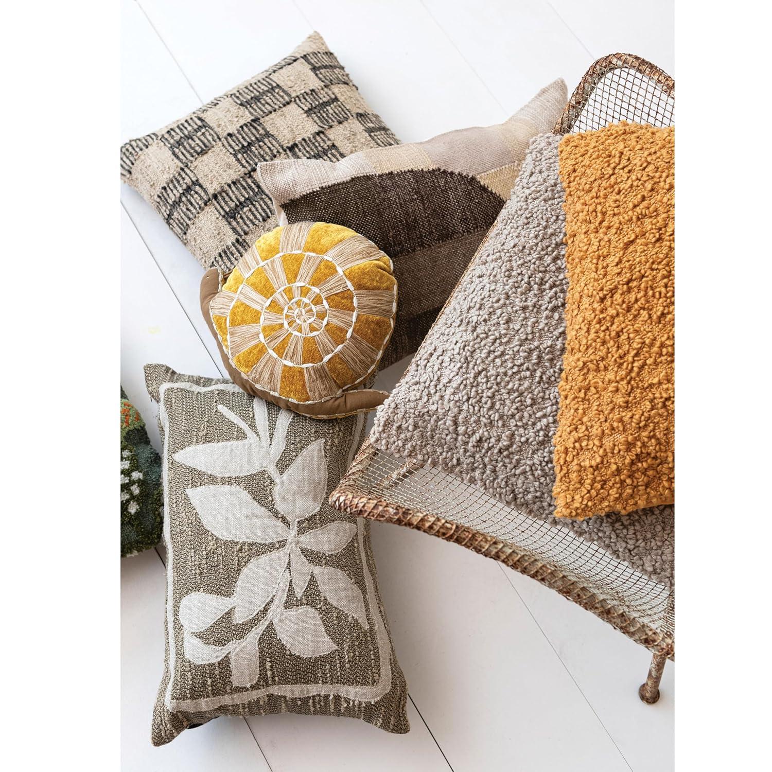 Secret Garden Checkered Reversible Throw Pillow
