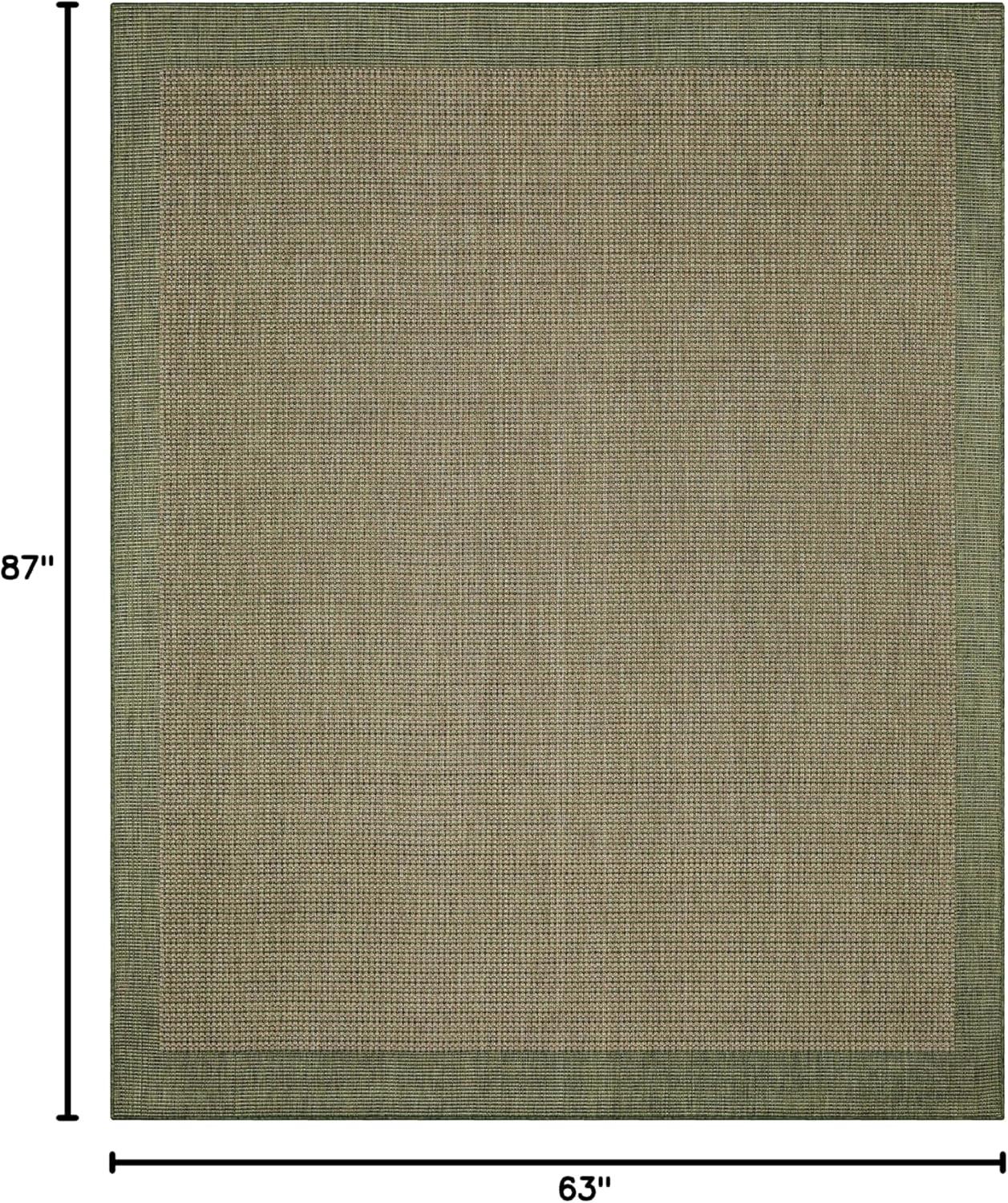 Marshanna Odin Solid Striped Border Indoor Outdoor Green Flatweave Rug