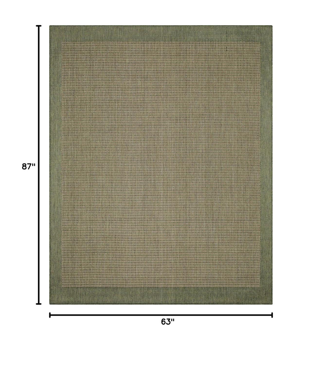 Marshanna Odin Solid Striped Border Indoor Outdoor Green Flatweave Rug
