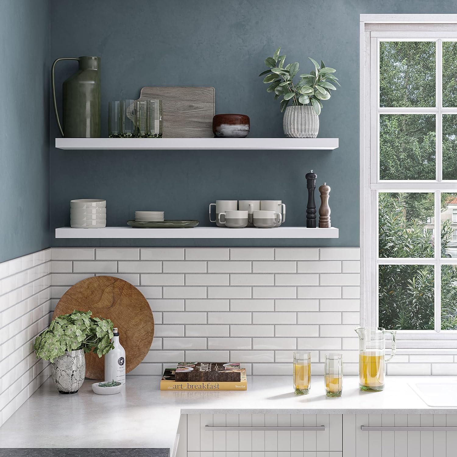 Ballucci Miami 48" W x 8" D Floating Shelves Set with Invisible Wall Mount Brackets (Set of 2)