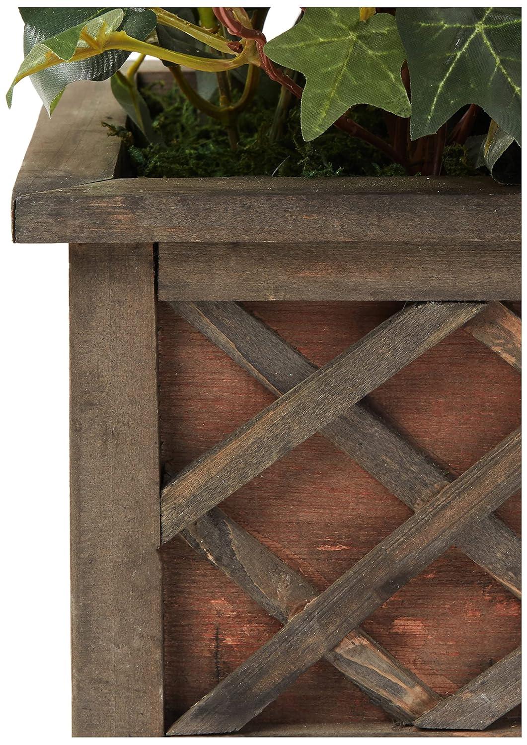 Nearly Natural 34-in Artificial Bougainvillea Topiary with Wood Box