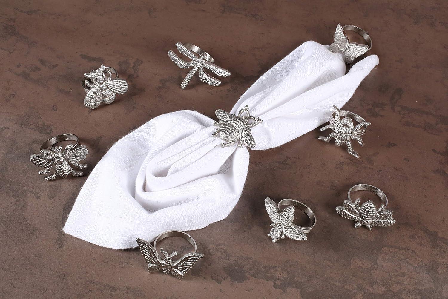 Botanical Silver Plated Rectangular Napkin Rings Set of 12