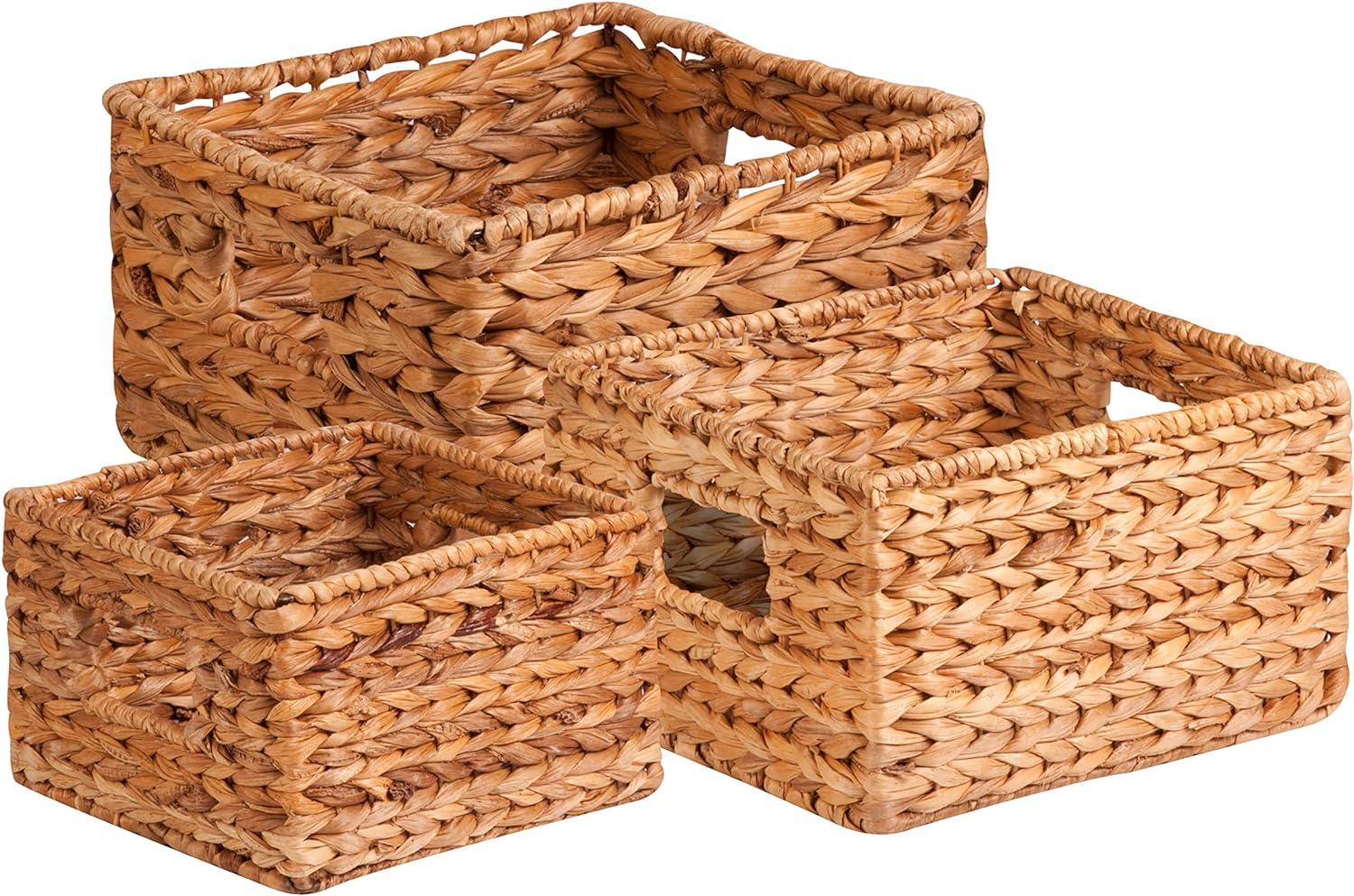 Natural Wicker Nesting Storage Basket Set with Handles