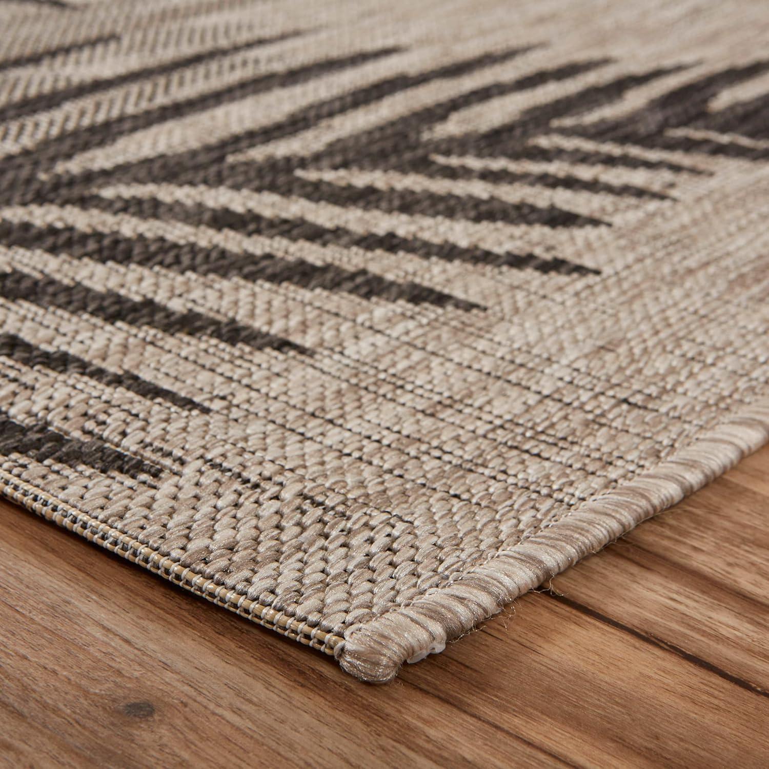 Ox Bay Carmindy 7'9" x 9'5" Black Tropical Palms Indoor/Outdoor Area Rug