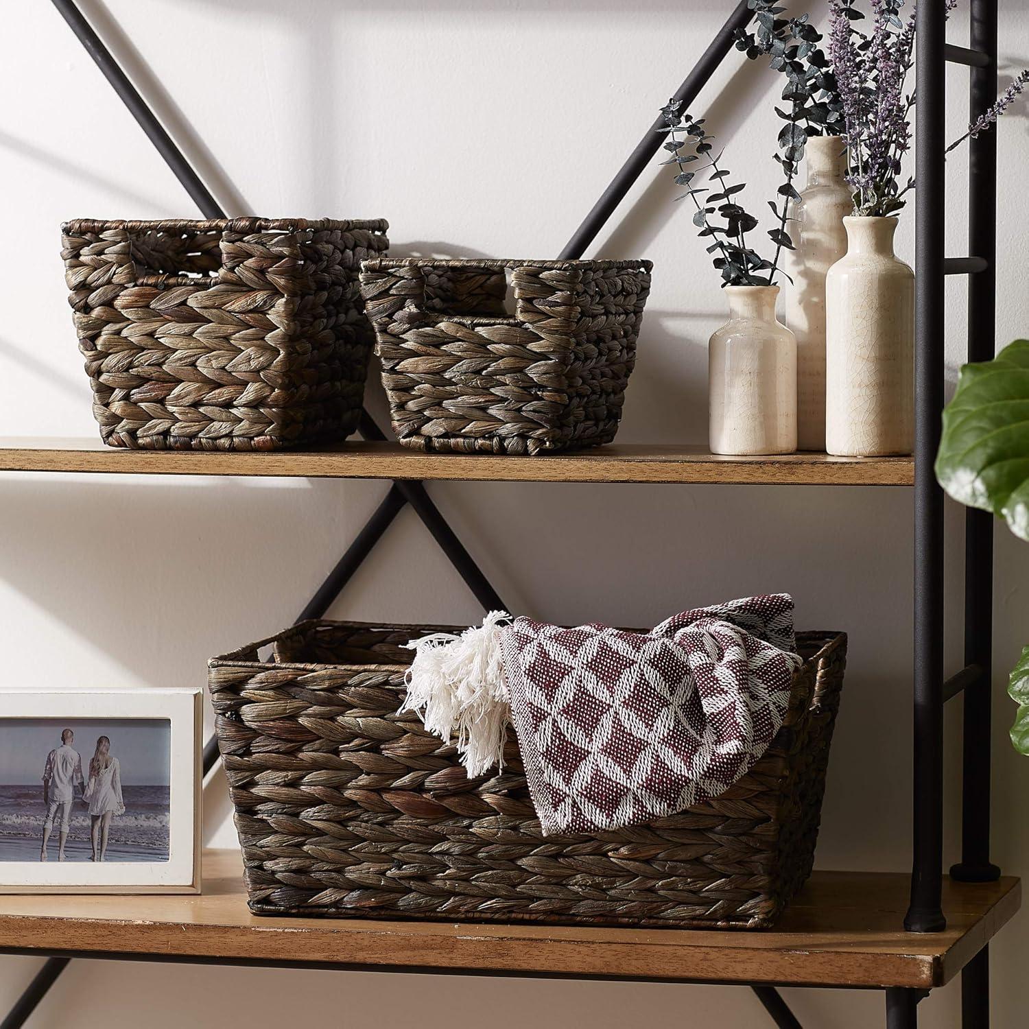 Design Imports Set of 3 Hyacinth Baskets Gray Wash