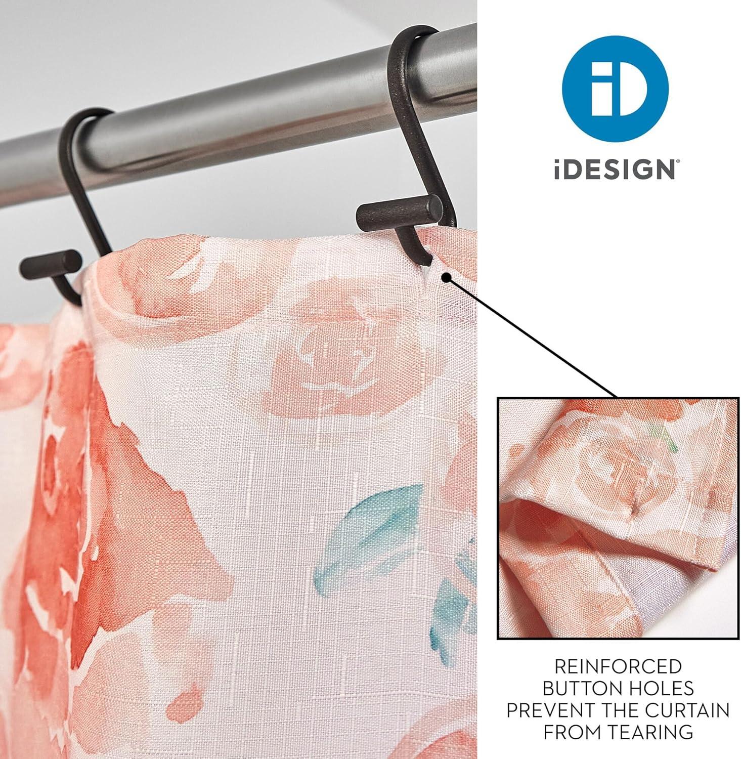 iDesign Watercolor Floral Polyester Shower Curtain - 12 Reinforced Buttonholes - 72" x 72" – Peach