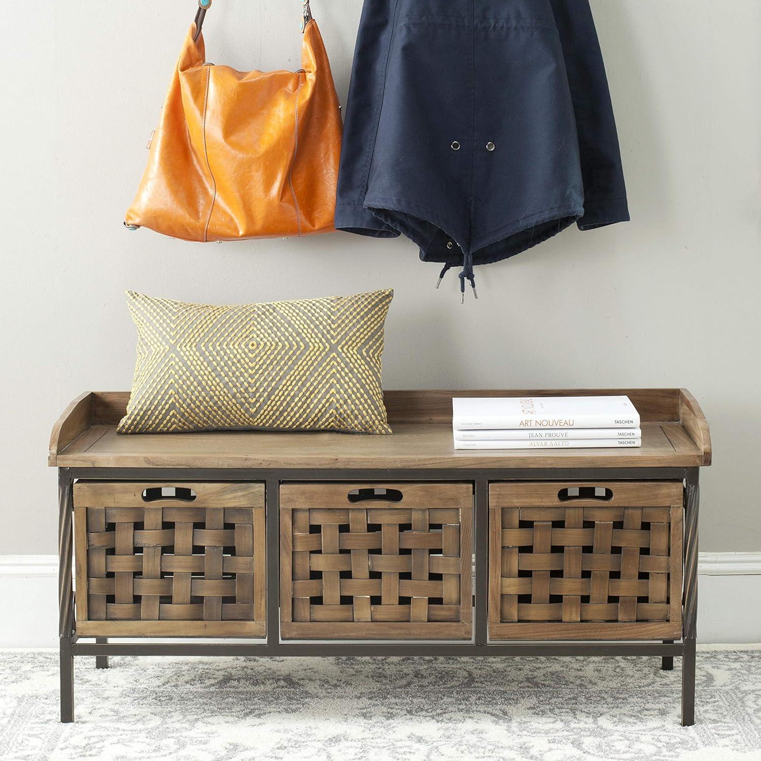 Isaac Wooden Storage Bench - AMH6530 - Oak - Safavieh Couture