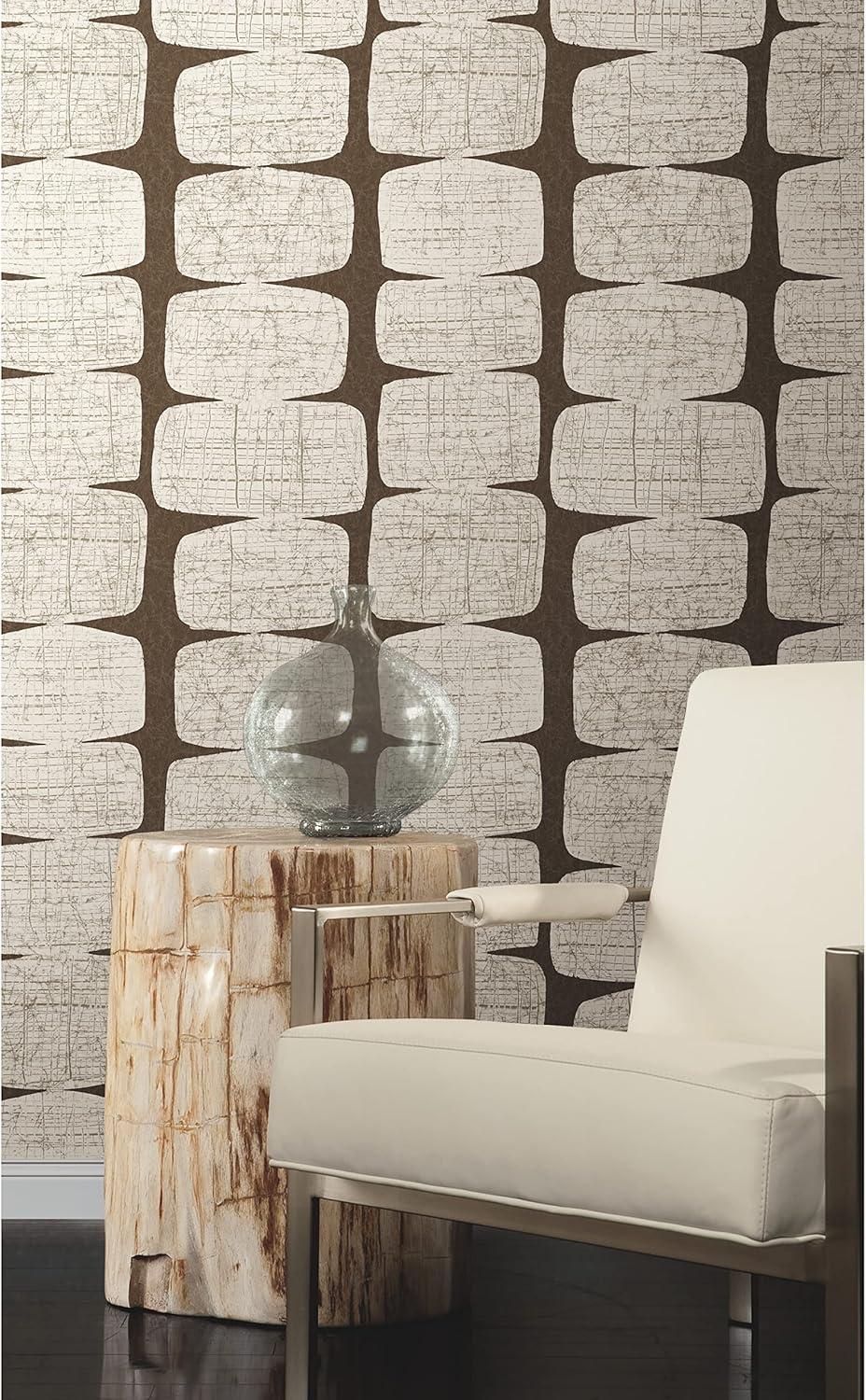 Brown Mid-Century Modern Peel and Stick Wallpaper Roll