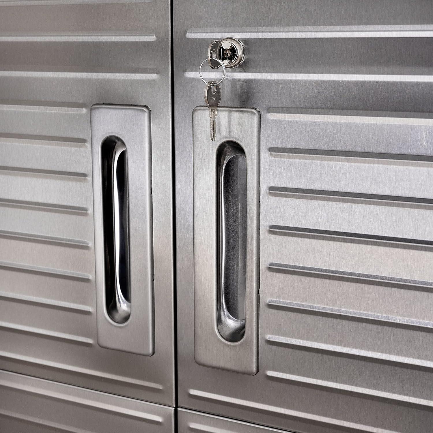 Seville Classics UltraHD Steel 2-Door Lockable Garage Storage Cabinet, 36 x 24 x 72, Granite Gray