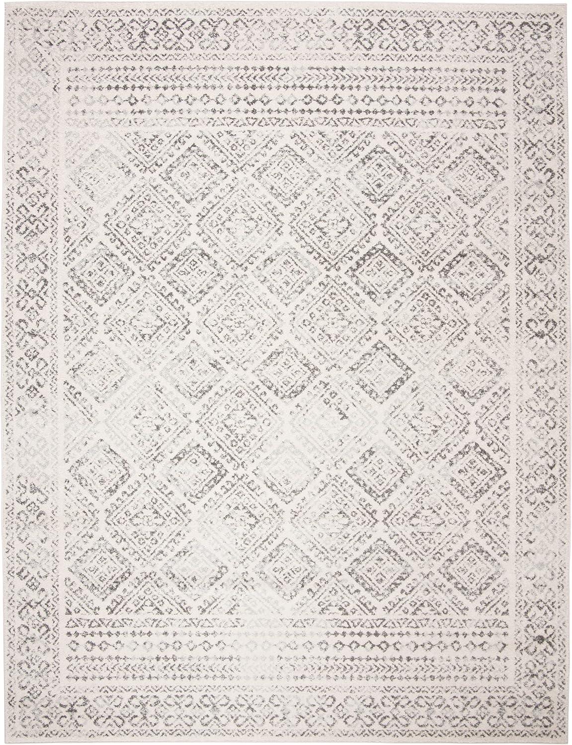 Ivory and Grey Moroccan Boho Distressed 12' x 15' Area Rug