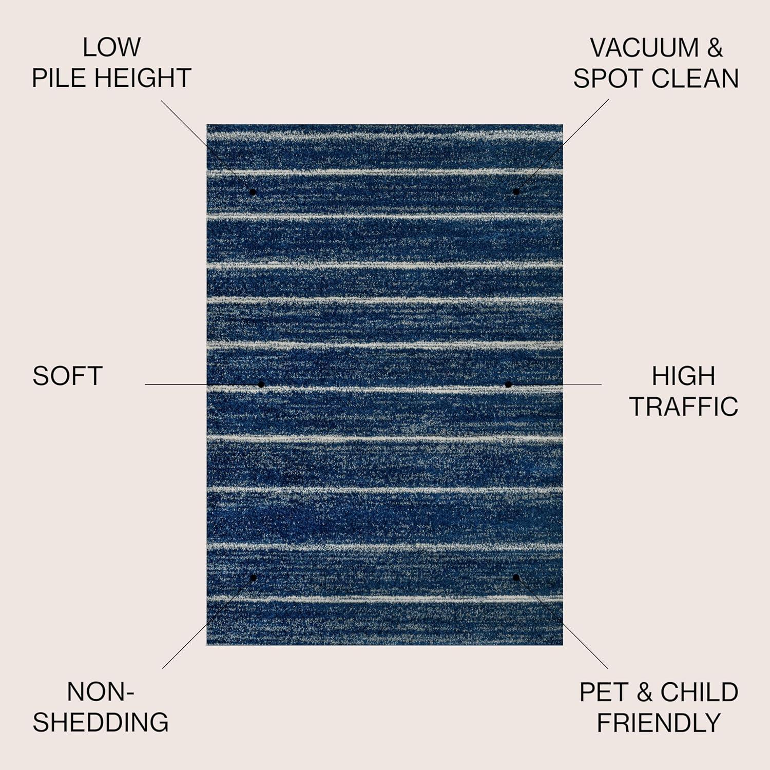 JONATHAN Y Williamsburg Minimalist Stripe Navy/Cream 3 ft. x 5 ft. Area Rug