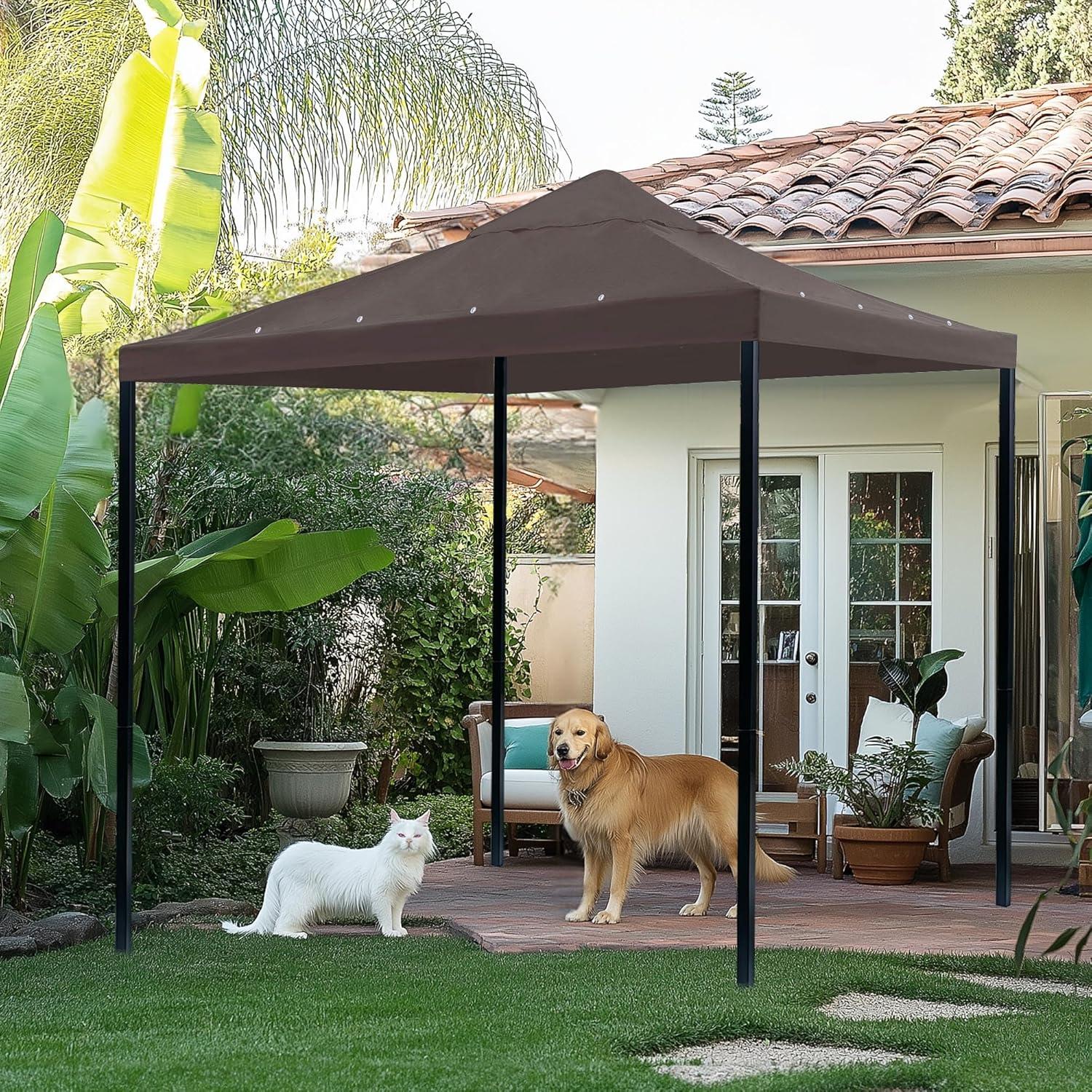 Yescom 10x10Ft Gazebo Top Replacement for beach cabanas for 1 Tier Outdoor Canopy Cover Patio Garden Yard Party Coffee Tan