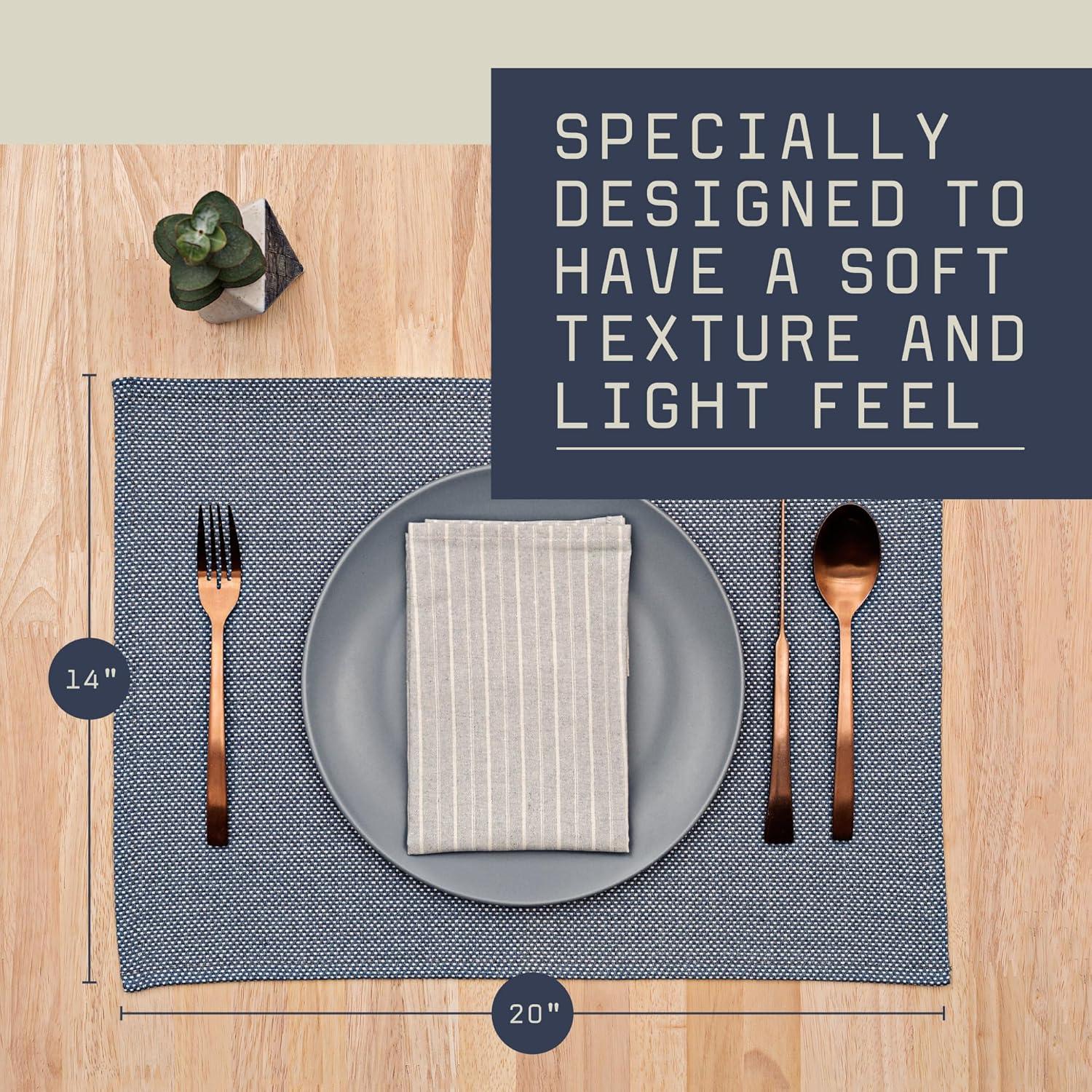 MEEMA Table Placemats Set of 4 - Blue - Christmas Kitchen Table Decor - Fabric Placemats-Table Christmas Gifts