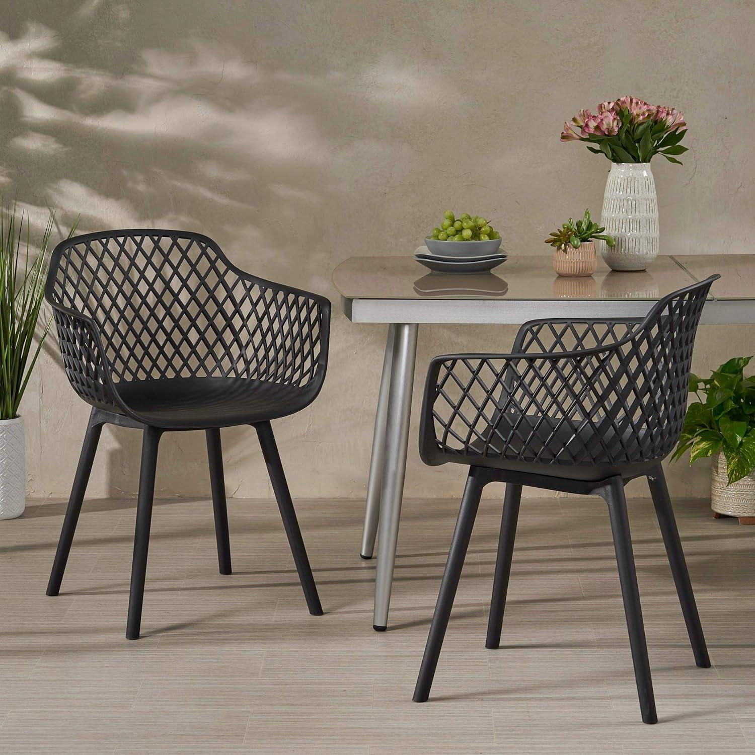 Christopher Knight Home Poppy Modern Resin Dining Chairs, Black