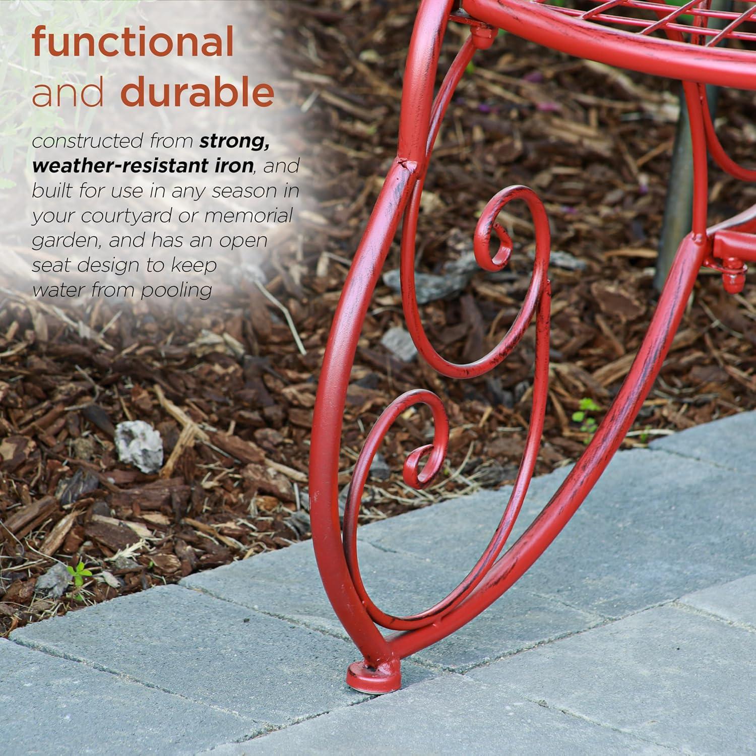 Butterfly Metal Bench Red - Alpine Corporation