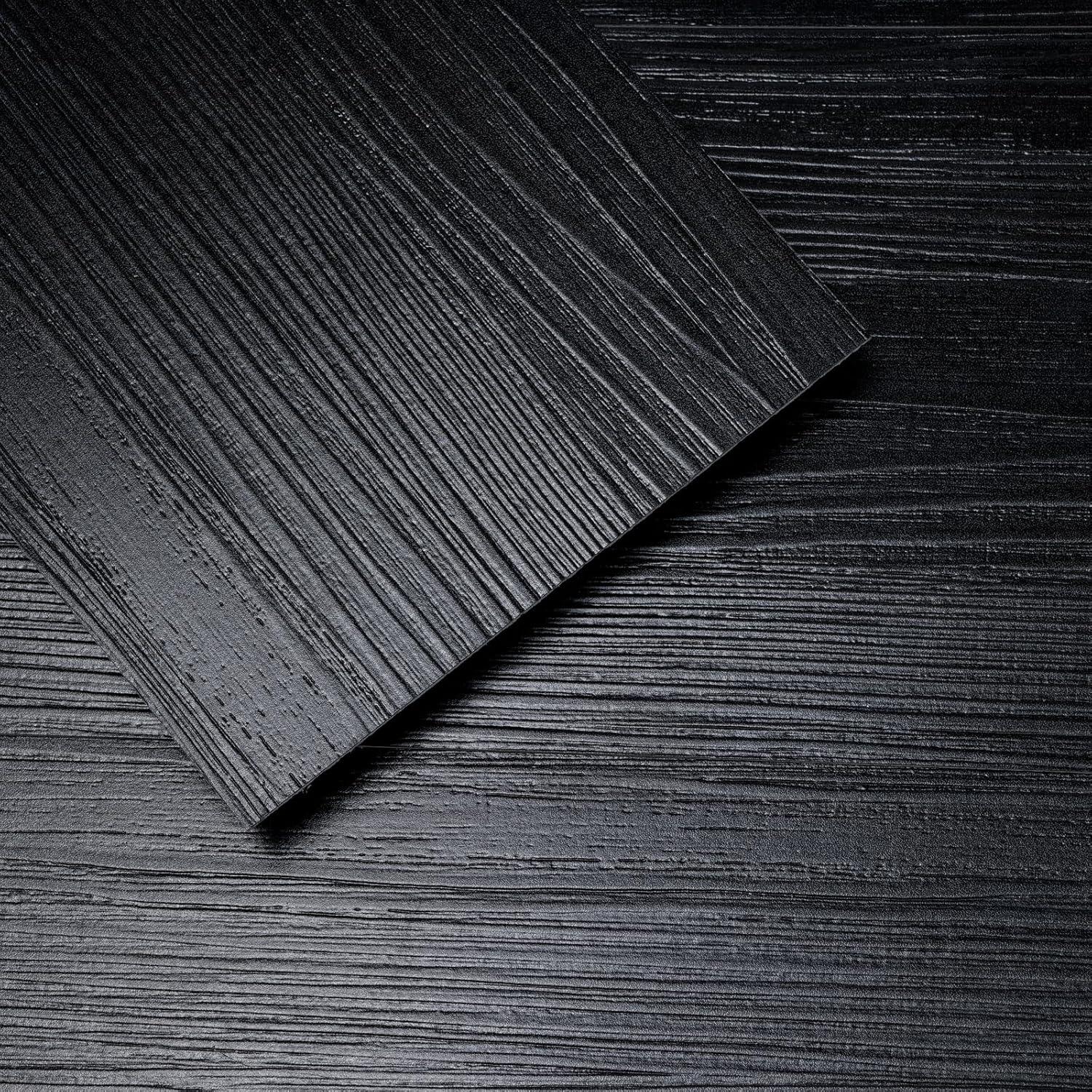 Art3d 36-Pack 54 Sq.ft Peel and Stick Floor Tiles Vinyl Plank Flooring Wood Look, Adhesive and Waterproof Tile Sticker for Bedroom, Living Room, Kitchen, RV in Black