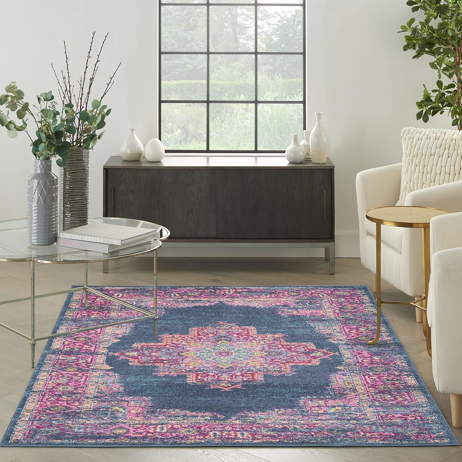 Nourison Passion Medallion Bohemian Indoor Rug Blue 5'3" x 7'3"