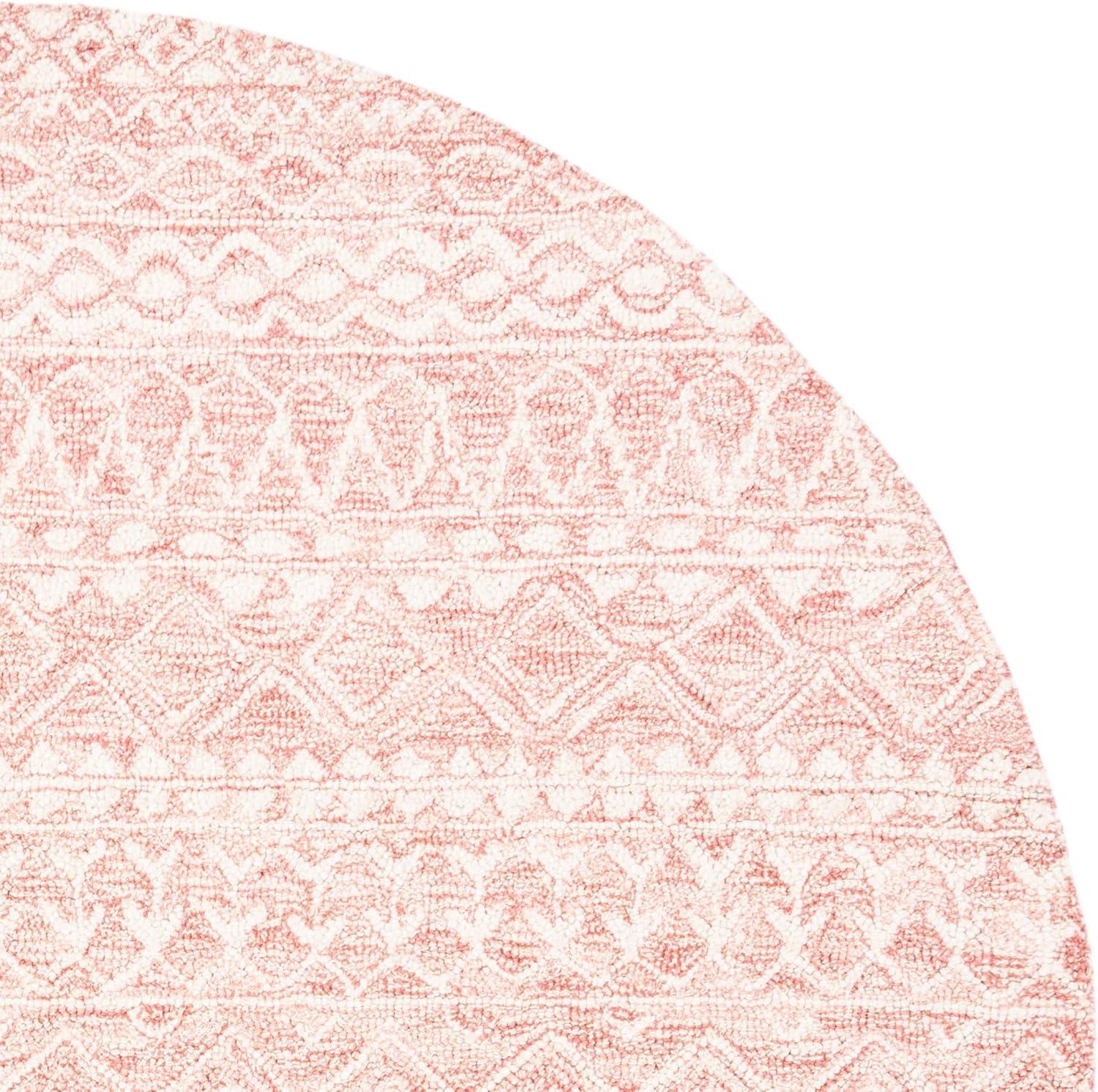 Micro-Loop MLP502 Hand Tufted Indoor Area Rug - Pink/Ivory - 5' Round - Safavieh